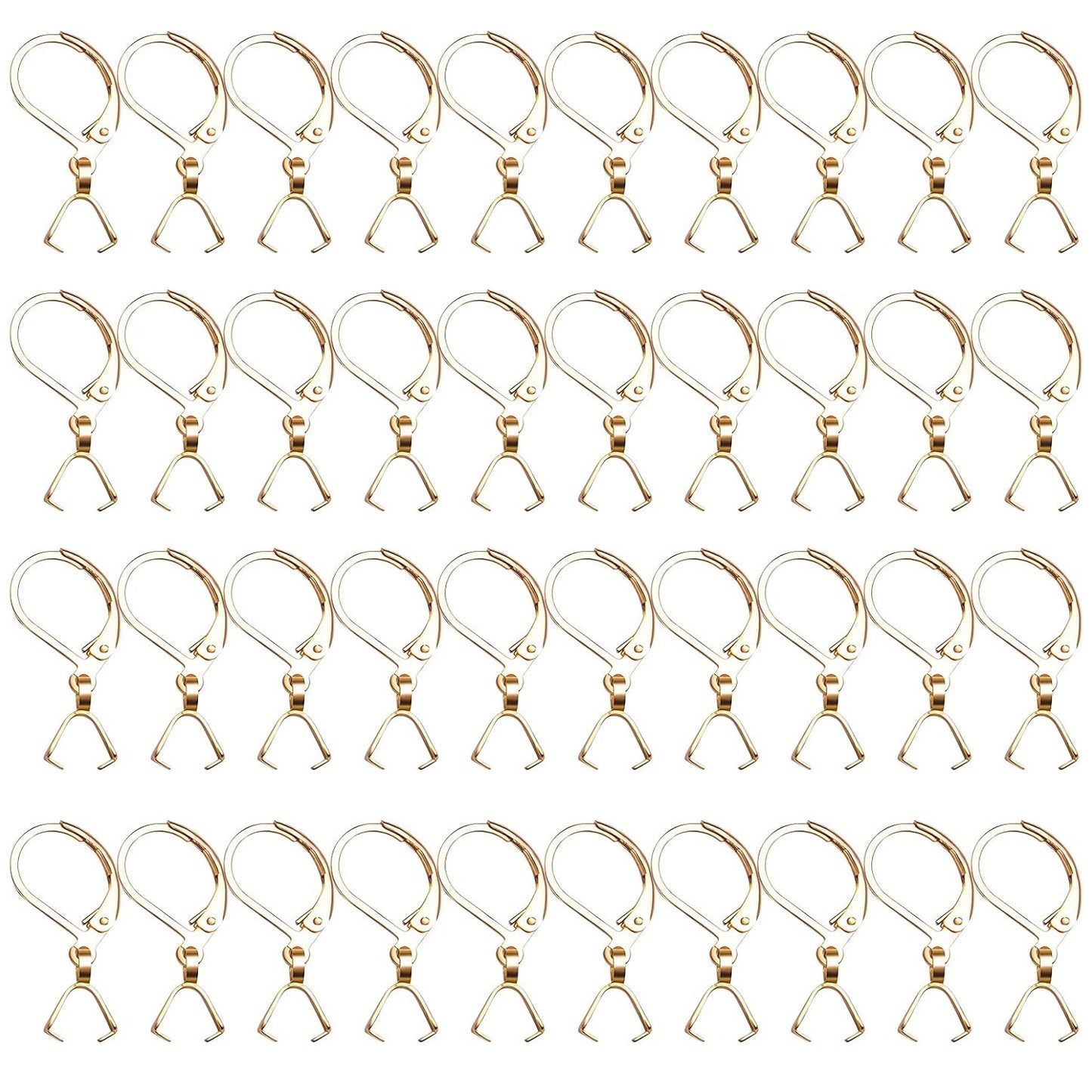 40pcs Stainless Steel & Gold Earring Hooks: French Fishhook & Leverback Styles, Wire Ear with Pendant Clasp for Jewelry Making