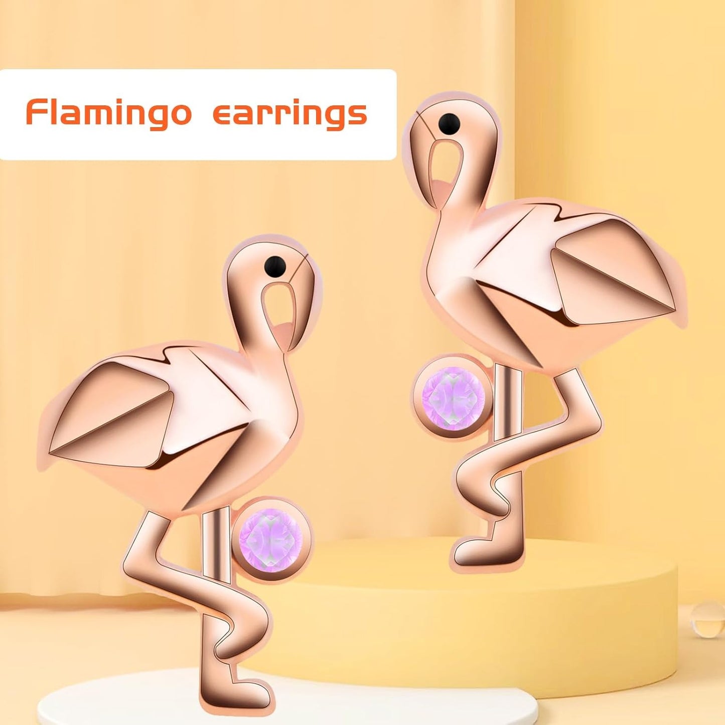 S925 Sterling Silver Flamingo Stud Earrings Large Waterfowl Tropical Bird Flamingo Earring Posts Hawaiian Summer Beach Gifts with Screw Ear Backs for Women