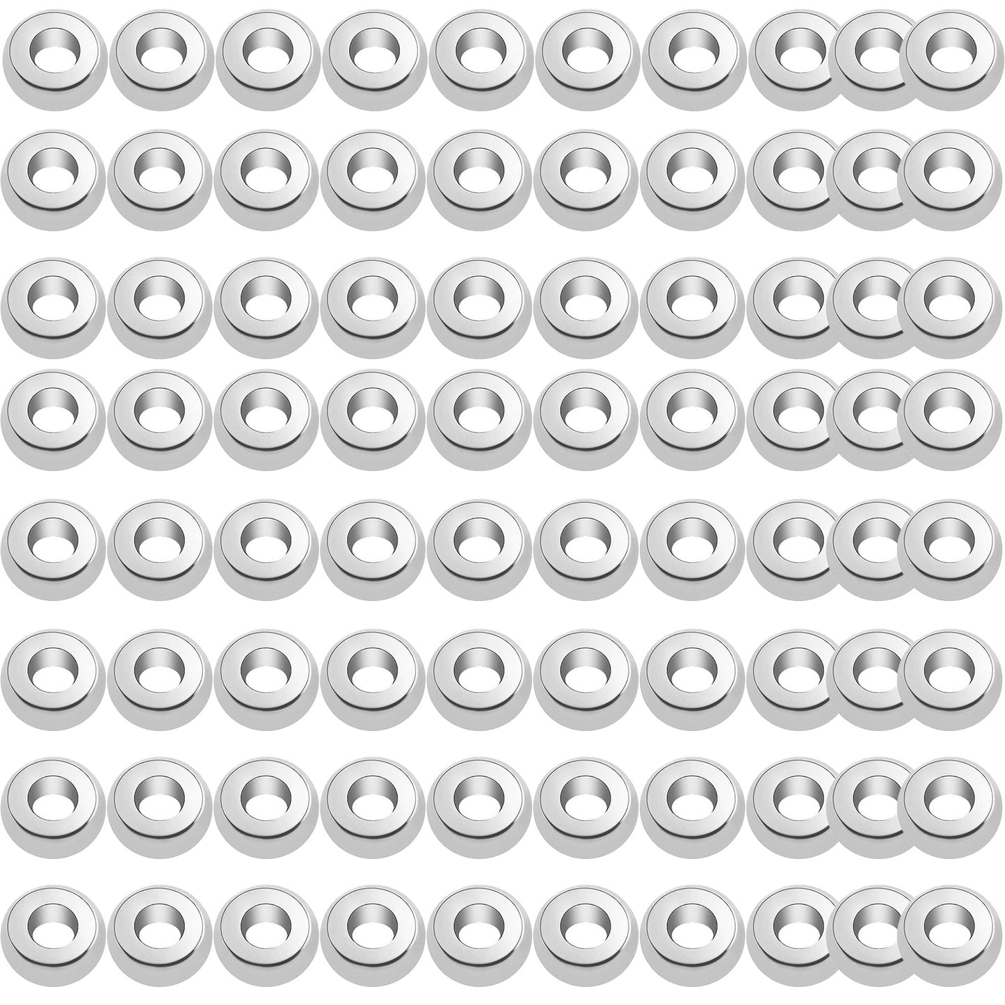 80pcs 4 Sizes Stainless Steel Flat Round Spacer Beads Hypoallergenic Tiny Rondelle Disc Loose Beads Craft Supplies for DIY Bracelet Necklace Earrings Jewelry Making