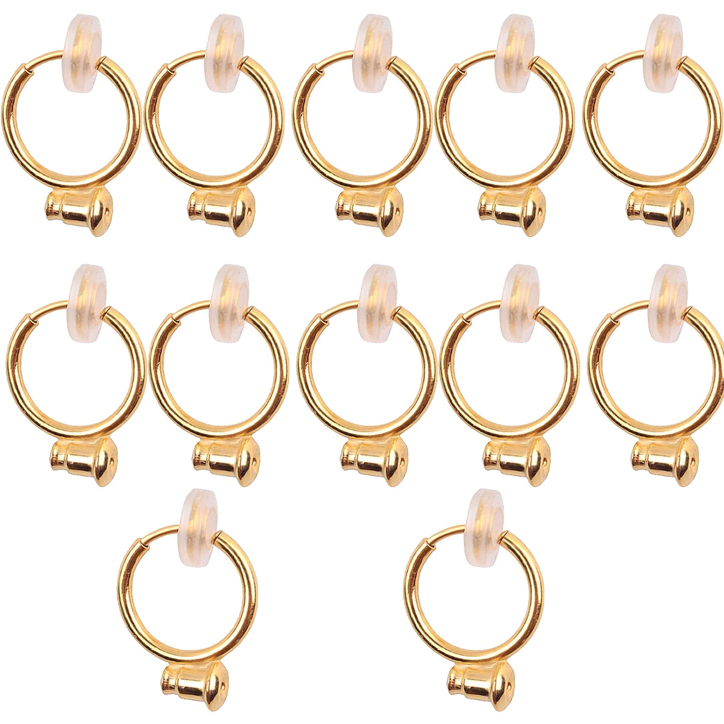 12 Pieces Clip-on Earring Converter Components with Post and 12 Pieces Silicone Earring Pads for None Pierced Ears, 2 Colors