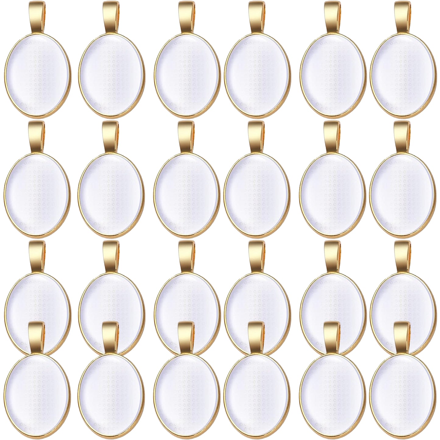 48pcs Bezel Pendant Blanks Set, 24pcs 6 Colors Oval Pendant Trays Bezel Blanks with 24pcs Glass Cabochons Clear Dome Tiles for DIY Bracelet Necklace Jewelry Crafts Making