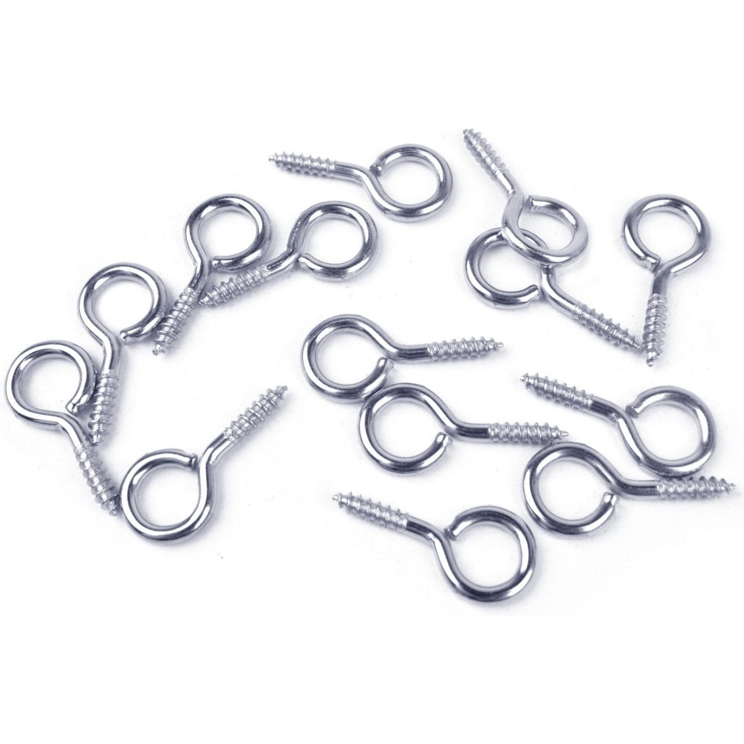 100 Pieces 1 inch Eye Hooks Small Screw Eyes Metal Eye Shape Screw Hooks Self-Tapping Screws Hooks Ring, Silver