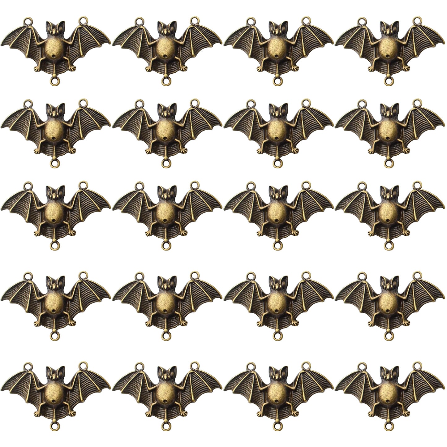 20pcs Bat Pendant Charms Alloy Halloween Spooky Flittermouse Flying Vampire Bat Connector Charms Animal Bead Charms for DIY Jewelry Making and Crafting,47.6mm×30mm