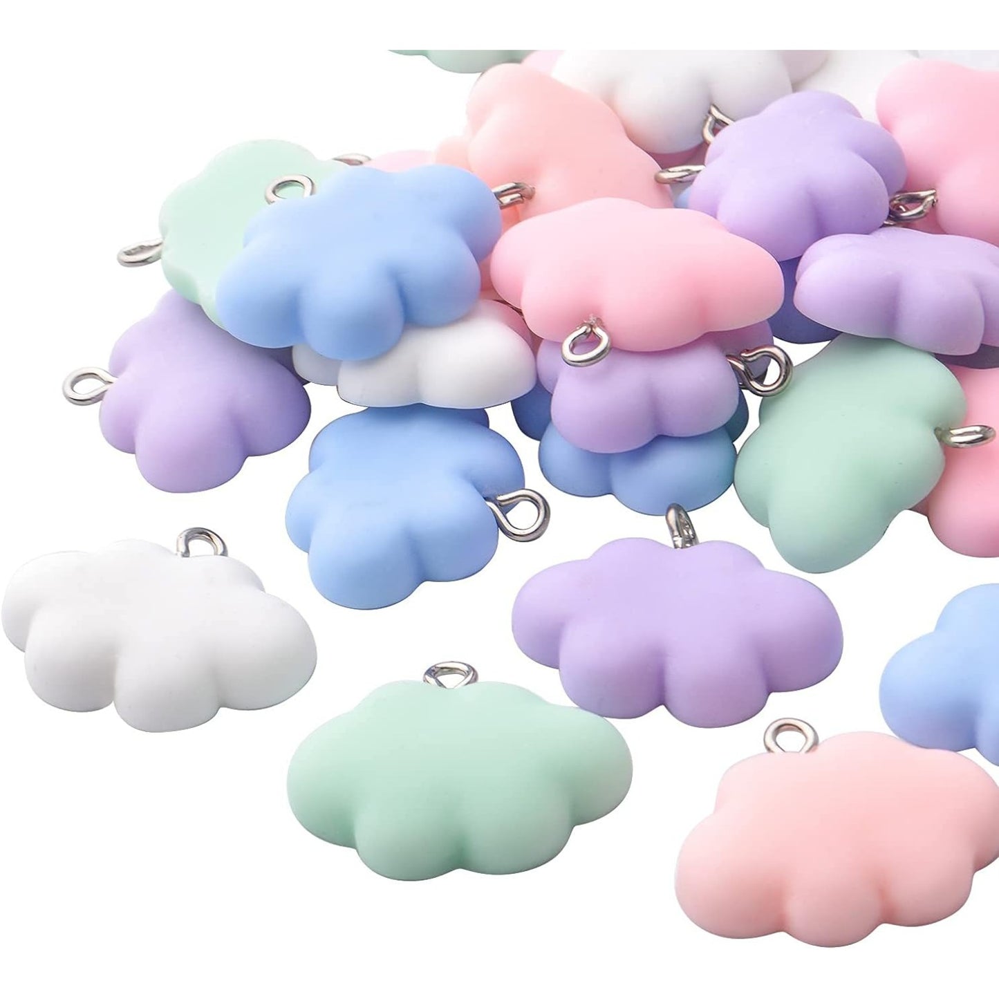 30pcs Cloud Charm Pendant Colorful Resin Charms 3D Cartoon Cloud Charms Resin Cloud Keychains for DIY Jewelry Necklaces Bracelets Earrings Making
