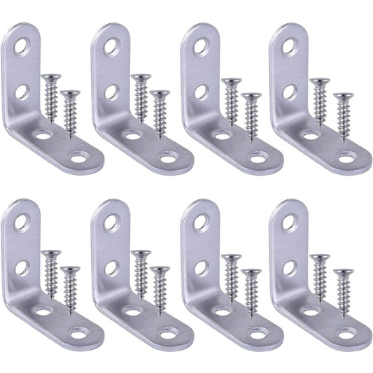 10pcs 90 Degree Right Angle Brackets Fastener Stainless Steel Corner Braces with Screws (40x40mm)