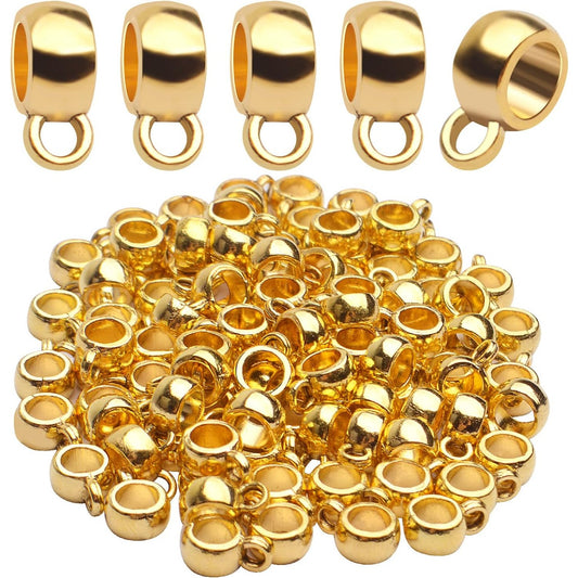 Bail Tube Beads, 100pcs Antique Golden, 4mm Hole, Fit Snake Chain, European Charm Bracelet, Necklace