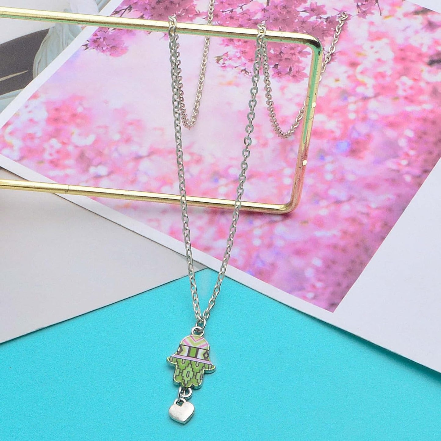 30pcs Mixed Alloy Rhinestone Hamsa Hand of Fatima Charms Colorful Evil Eye Hamsa Hand Frame Pedants Connectors for DIY Art Craft Jewelry Making Christmas Gifts, 2 Styles