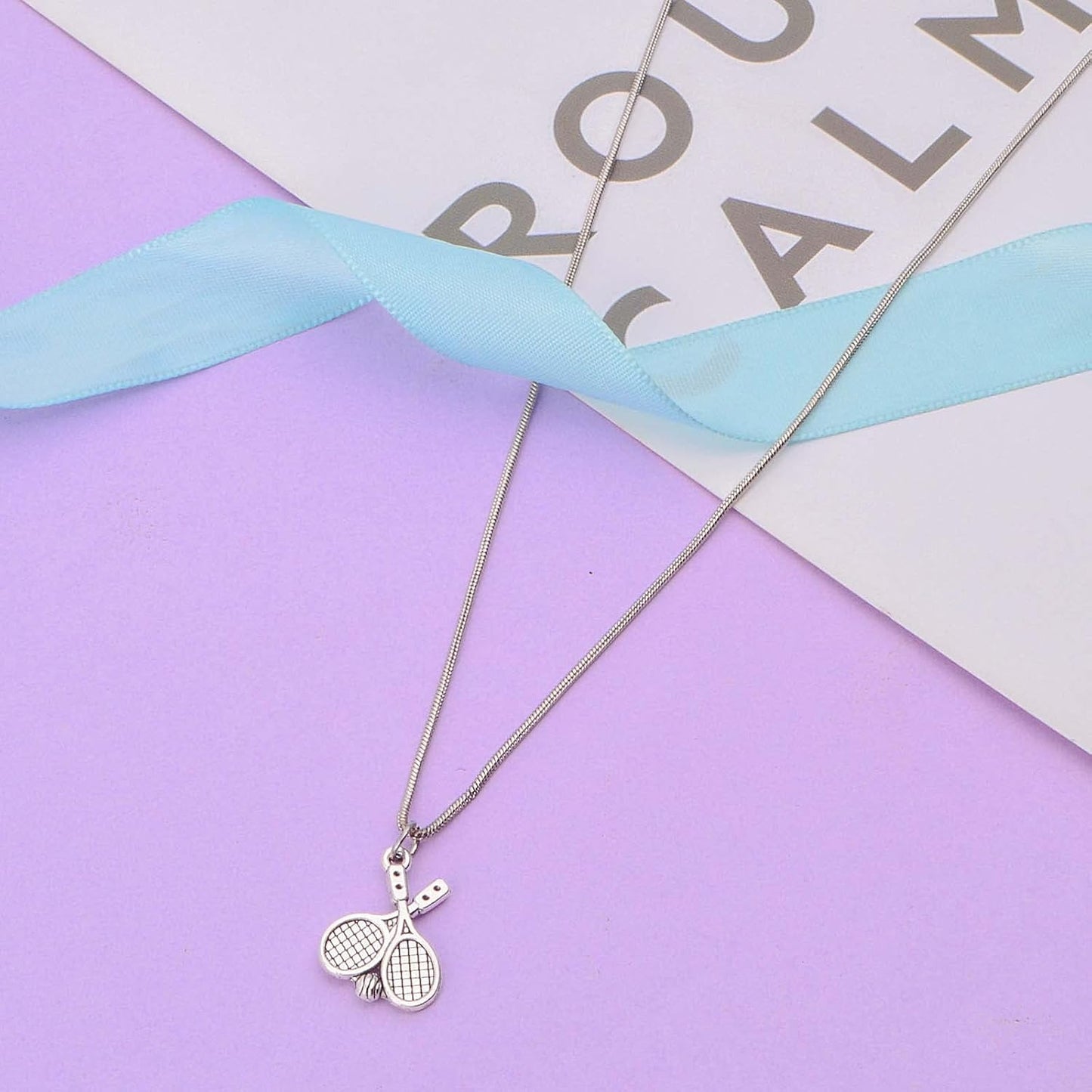 50pcs Antique Silver Tennis Racket Pendant Charms Tibetan Style Alloy Tennis Badminton Racket Pendants Accessories for DIY Bracelets Necklace Jewelry Craft Making