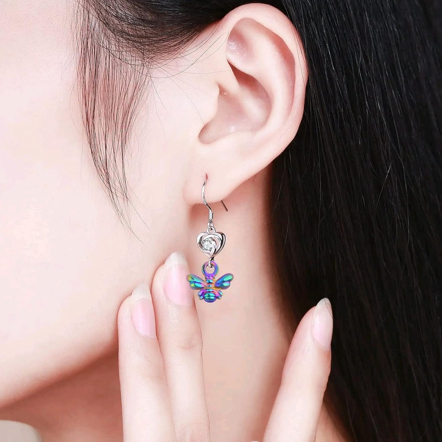 20 Pieces Rainbow Color Mini Honeybee Charms Alloy Flying Animal Bee Pendants Bee Shape Charms Craft Supplies for DIY Necklace Bracelet Earrings Jewelry Making