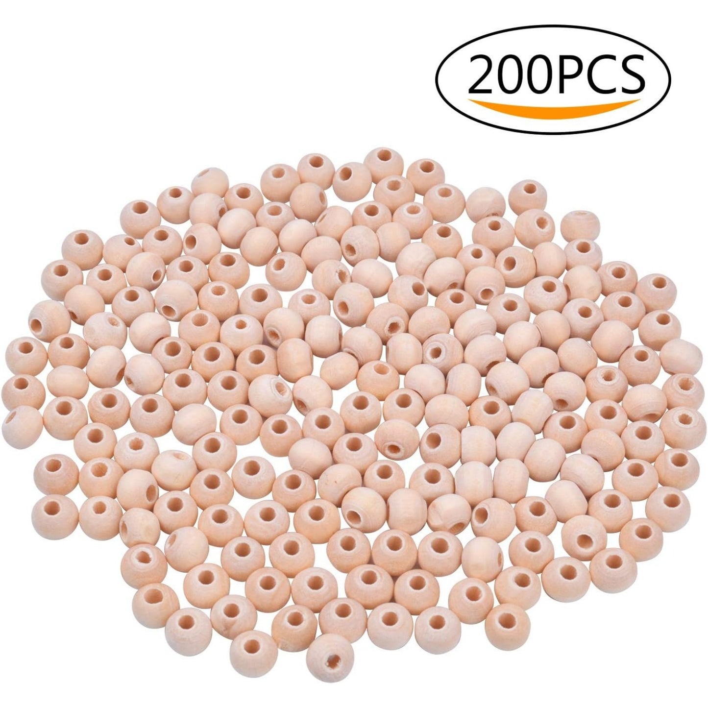 200pcs 6mm Natural Color Round Ball Wood Spacer Beads Jewelry Findings Charms
