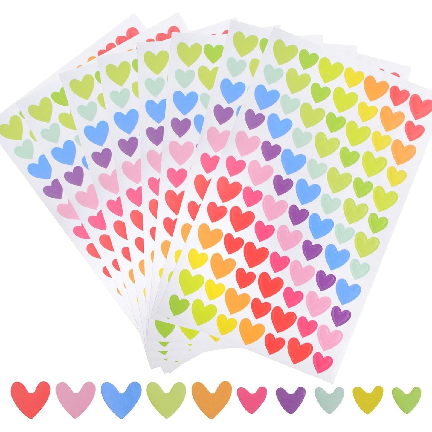 36 Sheets/3024 Pcs Mixed Colors Heart-Shaped Stickers Self Adhesive Heart Permanent Love Labels Kissing Hand Stickers for Scrapbooking Party Invitation Seals Gift Boxes Packaging