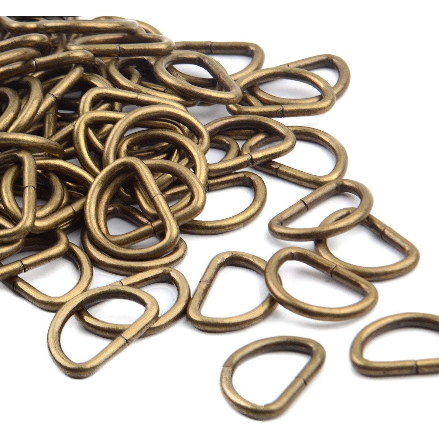100 Pieces 1/2inch Metal Bronze D Ring Buckles D-Ring Loop for Handbag Purse Clothes DIY Accessories