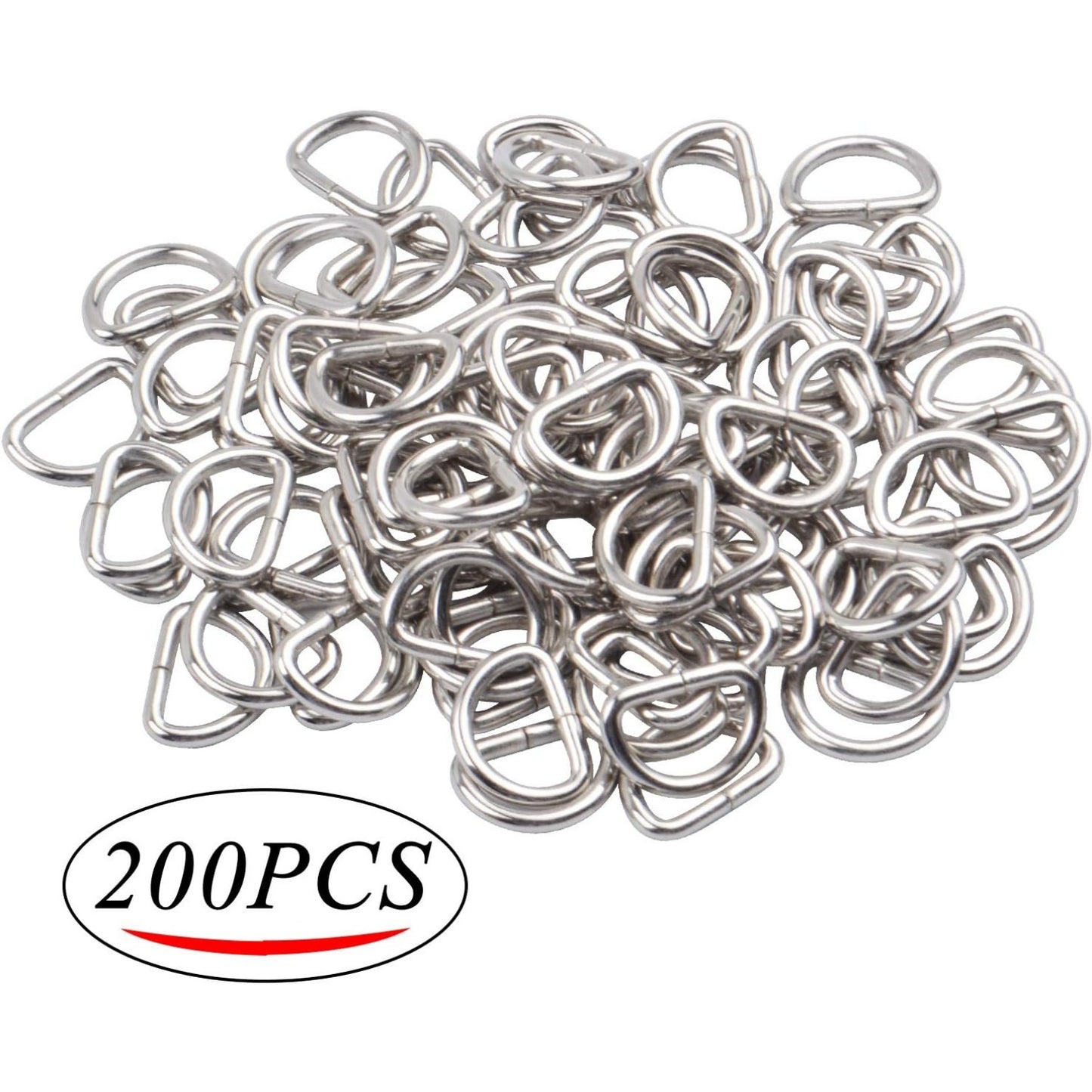 BronaGrand 200pcs 2/5 inch Metal D Ring Buckles D-Ring Loop for Handbag Purse Clothes DIY Accessories