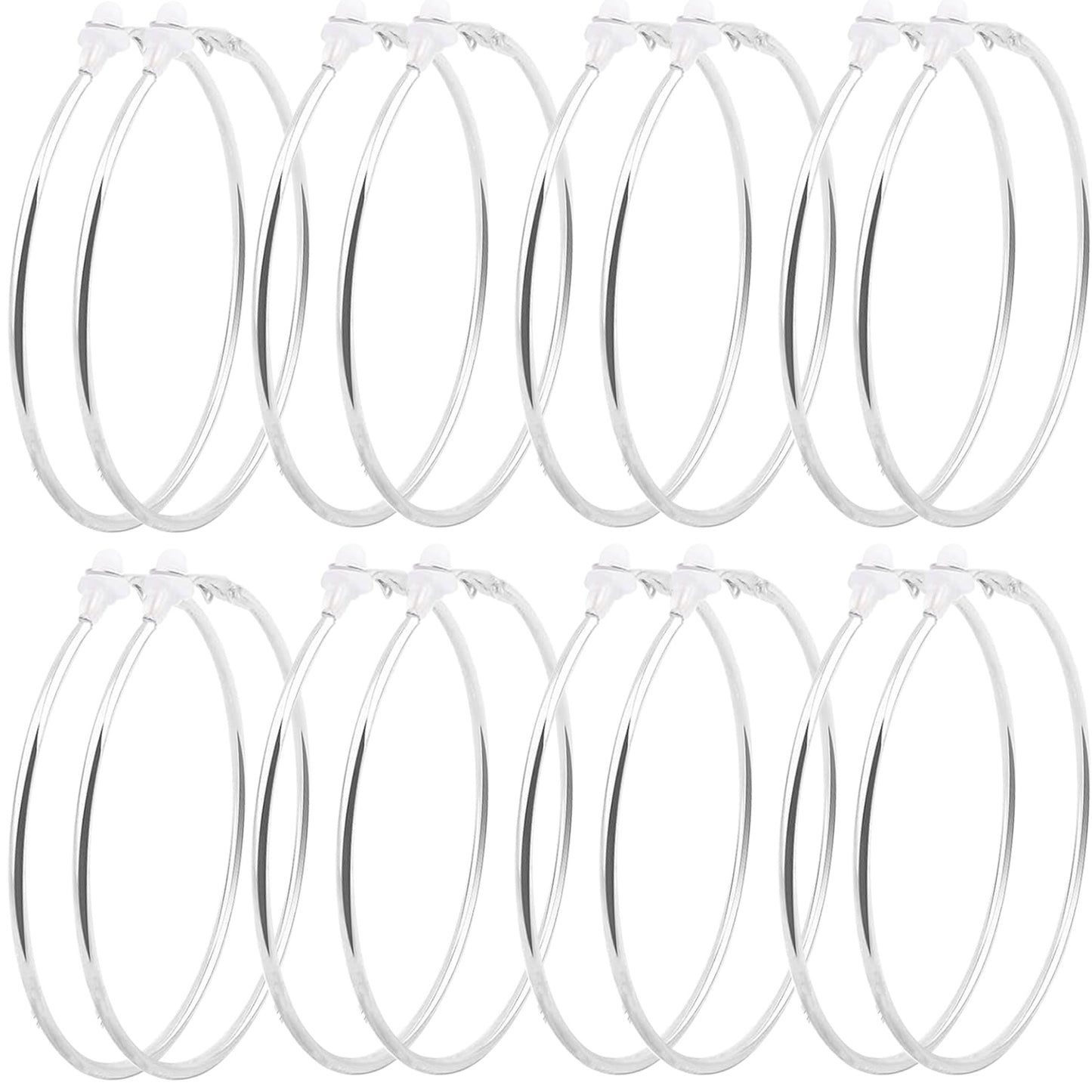 8 Pairs 60 mm Round Open Earring Beading Hoops Metal Hoop Earrings Findings Component with Silicone Earring Pads for DIY Crafts Jewelry Making Wedding Party Gifts, 4 Colors