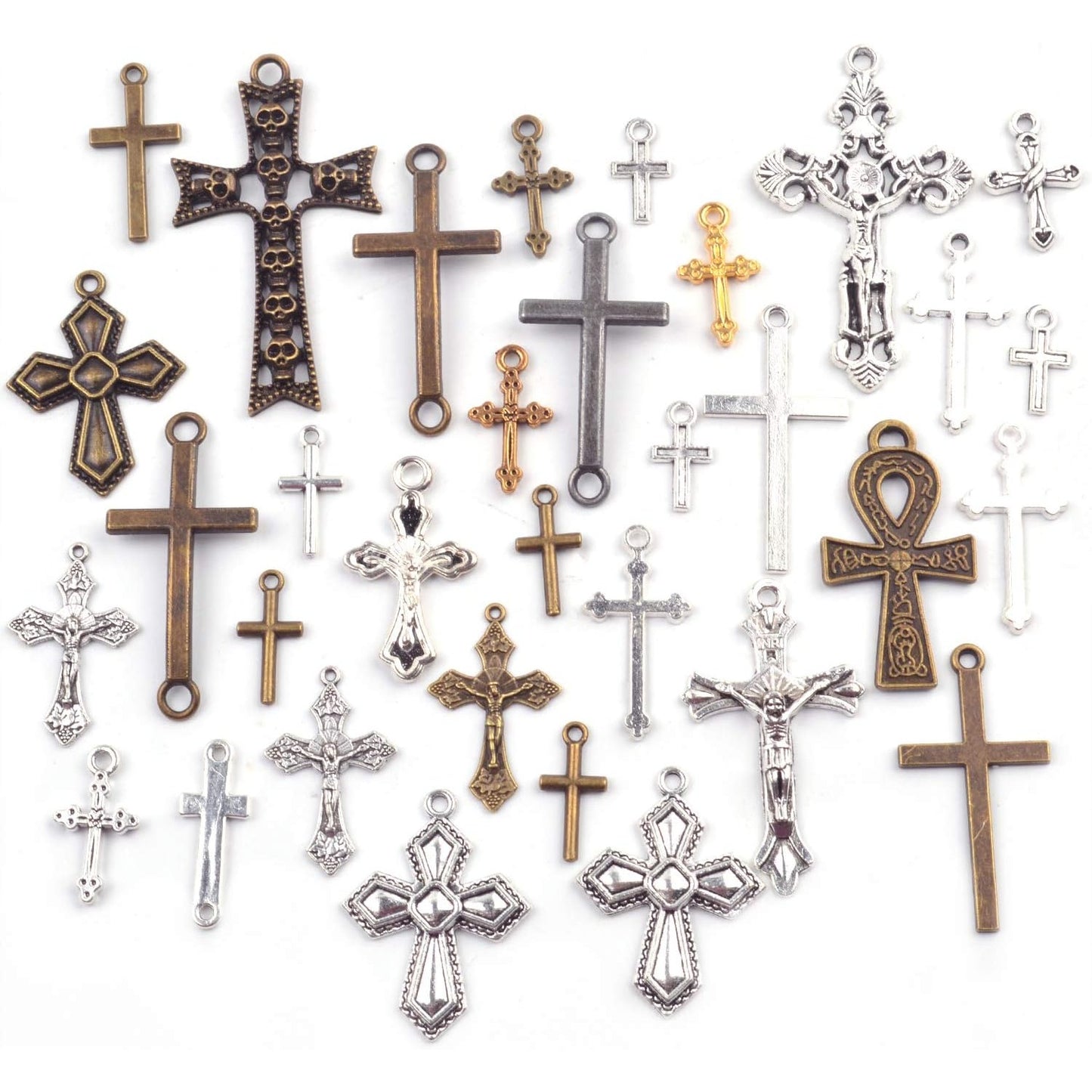 100g Mixed Crosses Charms Pendants for Jewelry Making, DIY Necklace, Bracelets, Earrings
