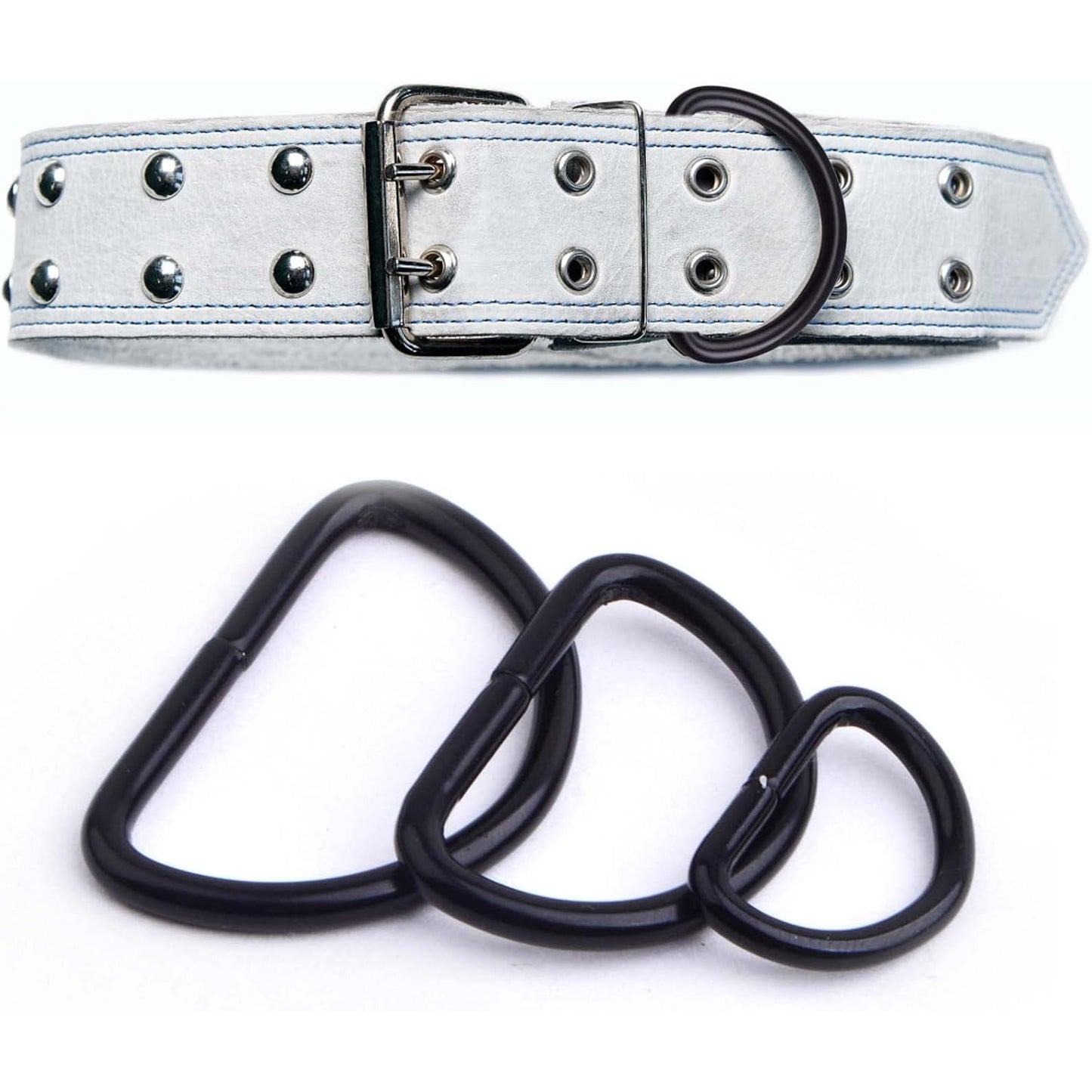 60pcs Black Semi-Circular D Rings Multipurpose Half Round D Rings Loop Buckle Hardware Accessories for DIY Luggage Handbag Purse Clothing Backpack Belt Sewing, 3 Sizes