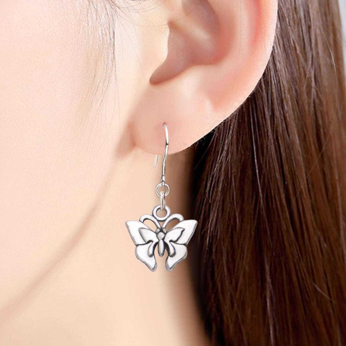 60pcs Silver Butterfly Charms Tibetan Butterfly Shape Alloy Pendants Insect Charms for DIY Necklace Bracelet Earrings Jewelry Making