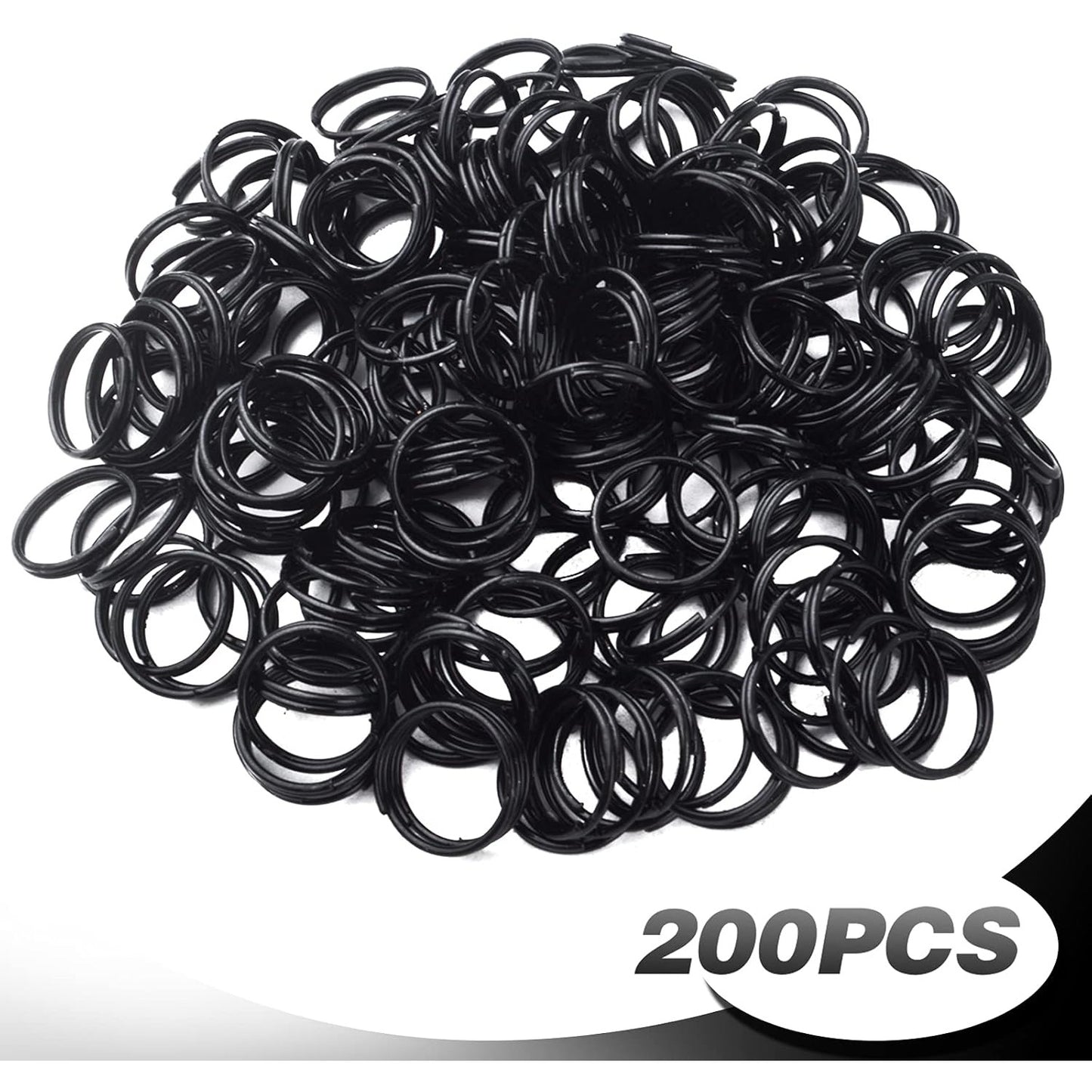 200pcs 10 mm Split Rings Alloy Double Loop Jump Rings Keychain Ring Connectors for DIY Arts Crafts Organization Home Car Office Keys Attachment, Black