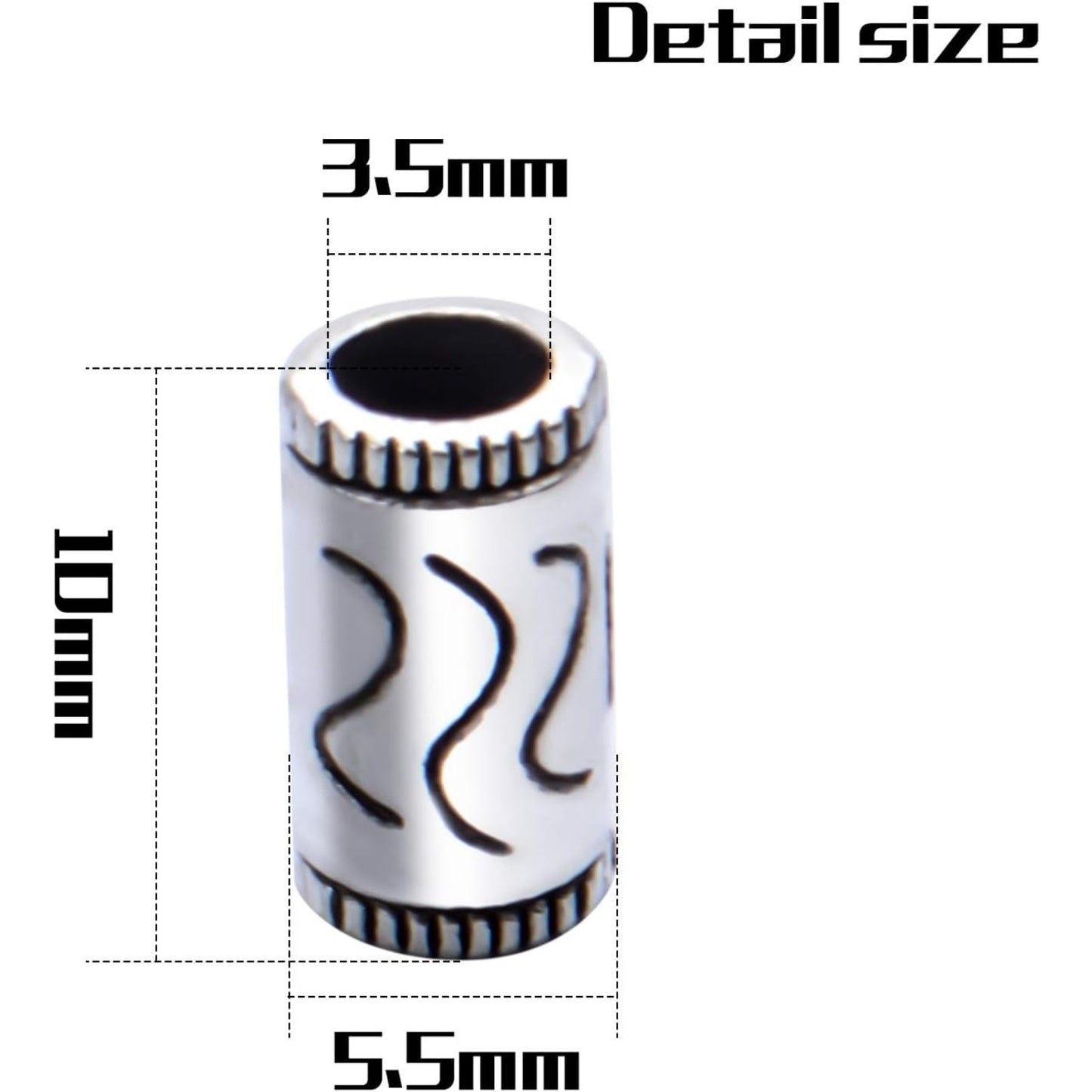 100pcs Tibetan Silver Spacer Beads Alloy Tube Metal Spacers European Large Hole Beads Charms for DIY Necklace Bracelets