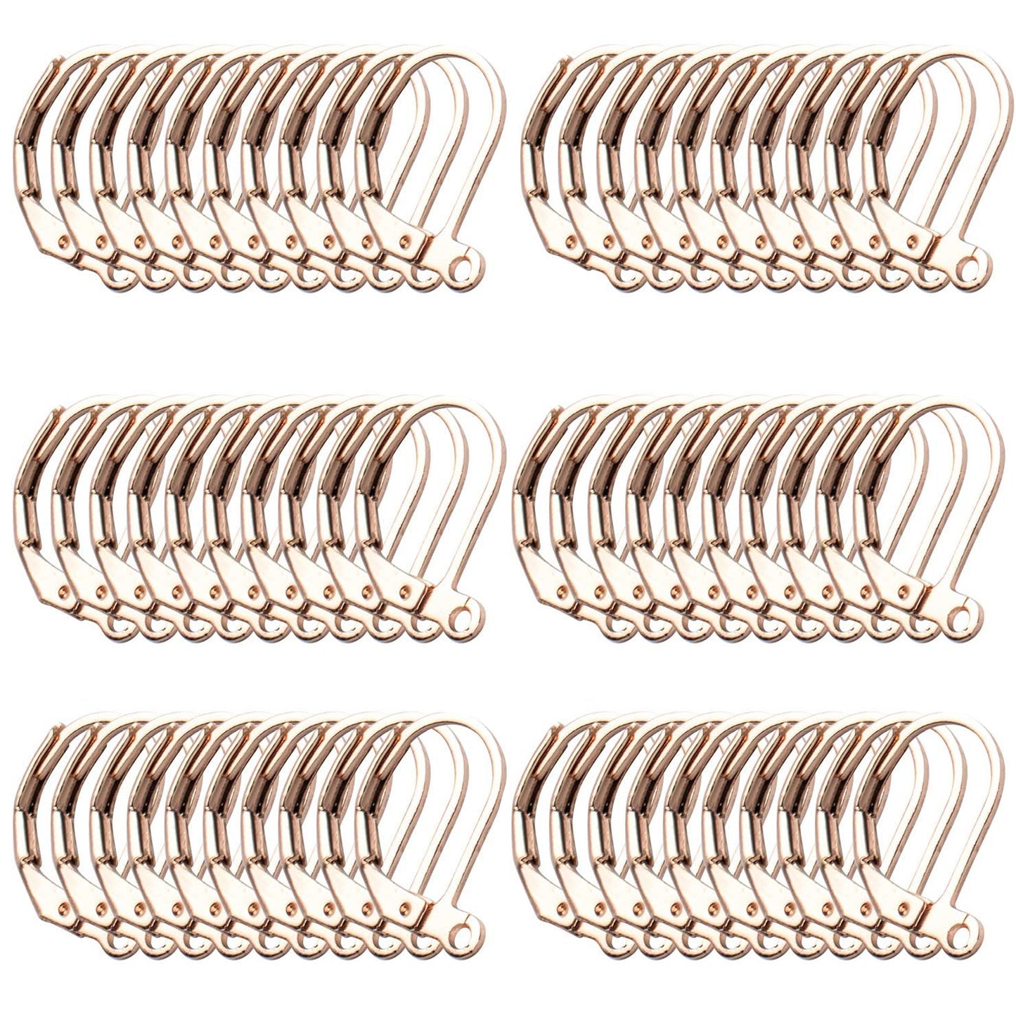 Earrings Hooks Leverback, 60pcs Leverback Earring Hooks Earwires Open Loop French Style for Earring Jewelry Making, Antique Bronze, White Gold, Silver, Gold, KC Gold, Rosegold