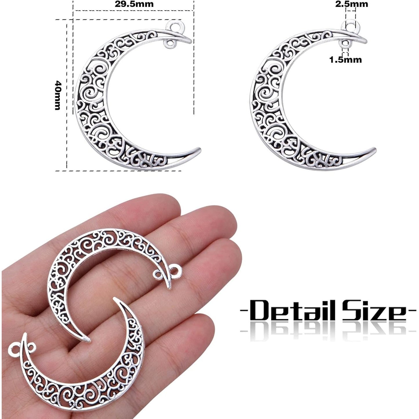 40pcs Hollow Moon Charms Crescent Moon Pendants Celestial Charms Crafts Supplies for DIY Bracelet Necklace Jewelry Making Accessory