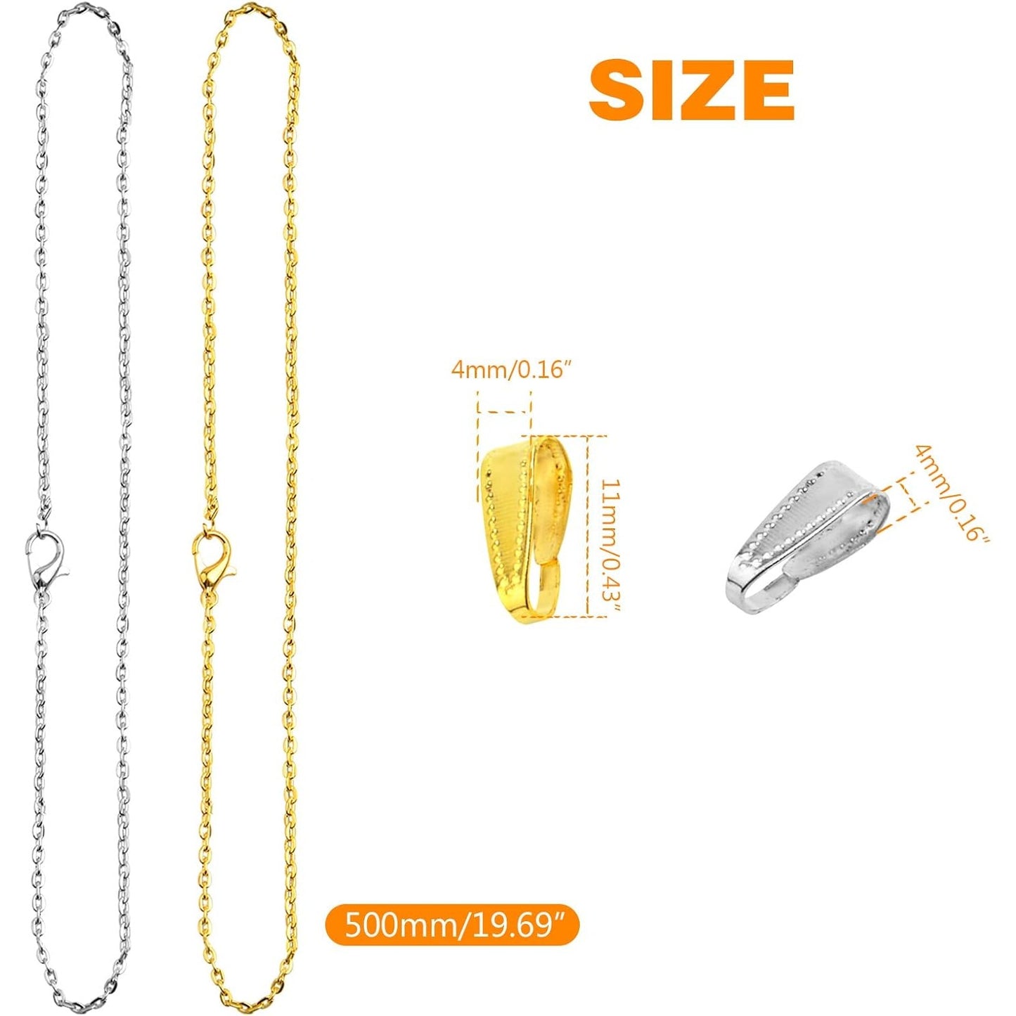 20pcs 50 cm Metal Necklace Extender Chains Links with Lobster Claw Clasps and 20pcs Pinch Clip Clasps Pendant Clasps Connectors for DIY Jewelry Making Supplies, 2 Colors