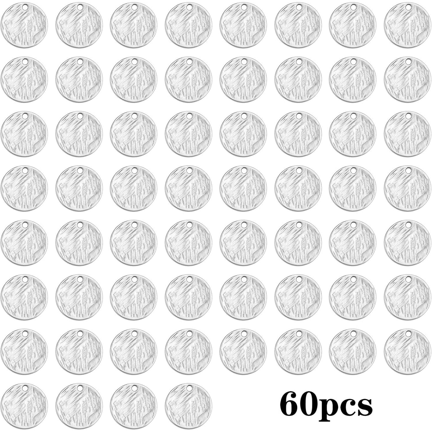 60 Pieces 15 mm Antique Silver Flat Round Disc Charms Alloy Blank Stamping Tag Pendants with Textured Pattern for DIY Bracelet Earrings Jewelry Making Supplies