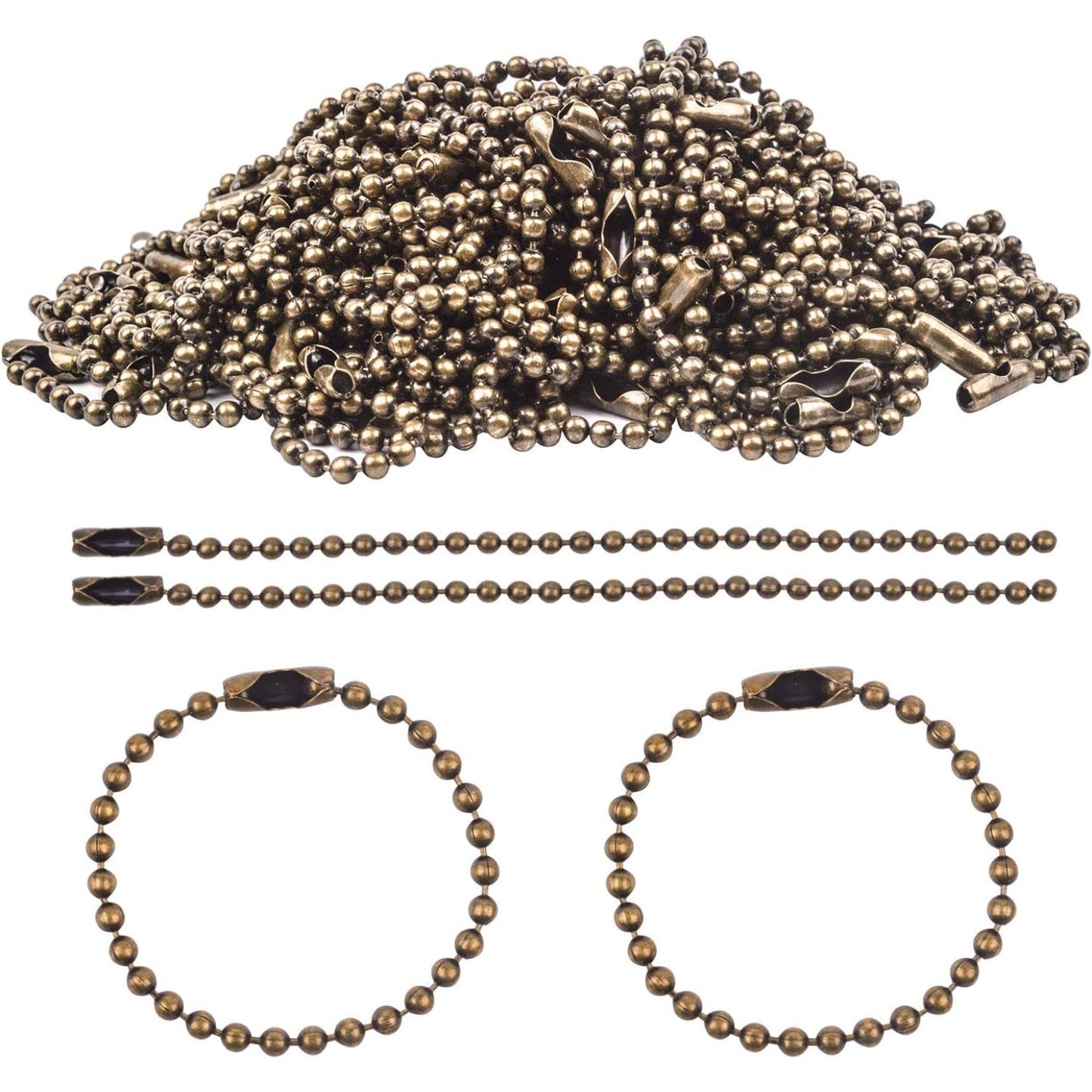 150pcs 100mm Long Bead Connector Clasp 2.4 mm Diameter Ball Bead Chains Keychain Tag Key Rings