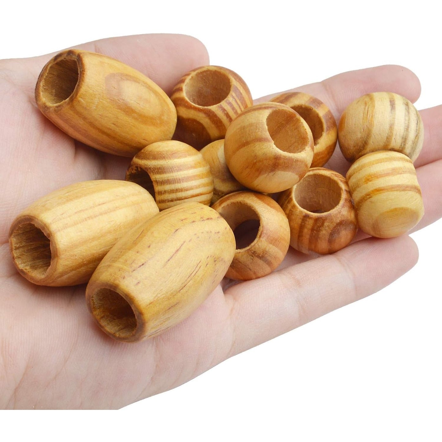 Natural Wooden Beads, 100Pcs Large Wooden Spacer Beads Unfinished Tube Beads with Grain for Bracelet Pendants Crafts DIY Jewelry Making, Hole 10mm