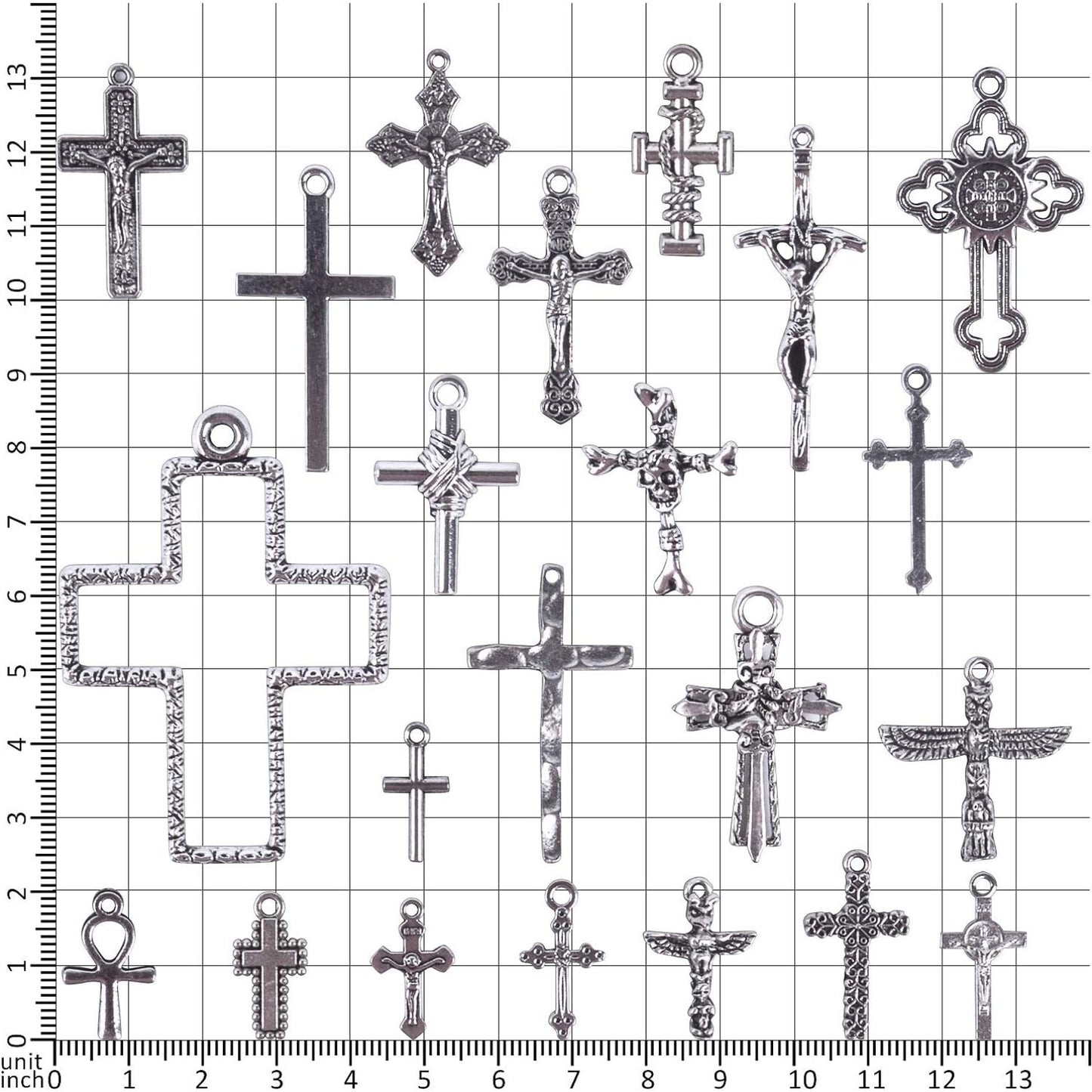 22 Pieces Mixed Styles Crosses Charms Pendants Jesus Christ Cross Charms Craft Supplies for Necklace Bracelet Jewelry Making Accessory