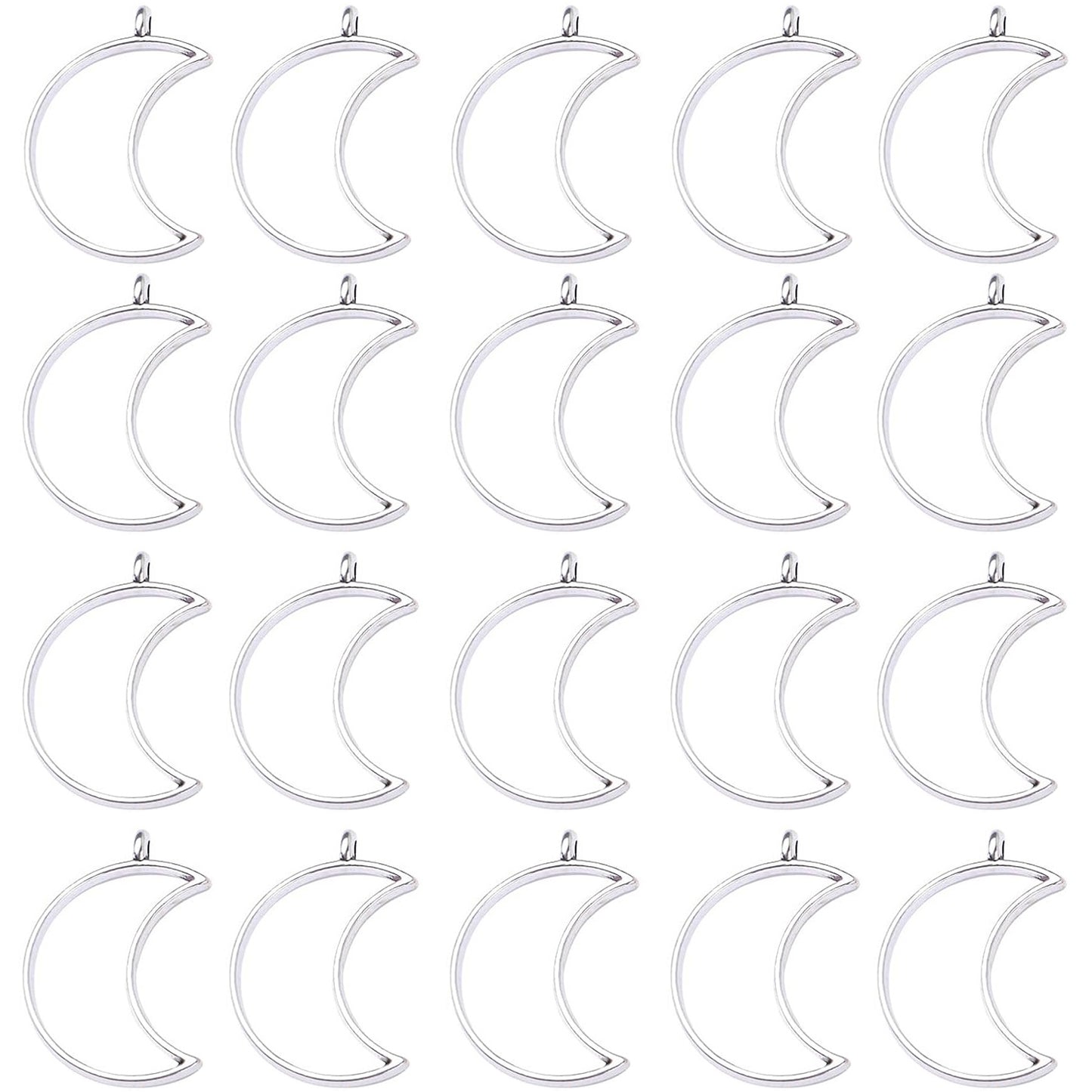 20pcs 4 Colors Moon Open Bezel Pendants Charms Crescent Charms Resin Molds Open Back Pendant Blanks Hollow Frame Pendants for Resin Jewelry DIY Crafts Making
