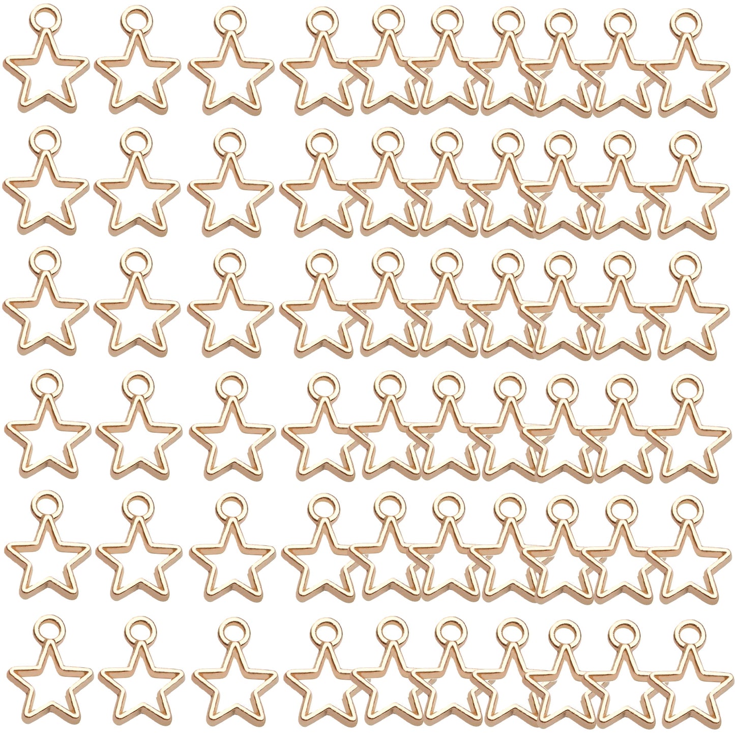 60pcs Mini Star Shaped Charms European Style Charm Hollow Star Charm Jewelry Charms Pendants for DIY Necklaces Bracelets Jewelry Accessories, 6 colors