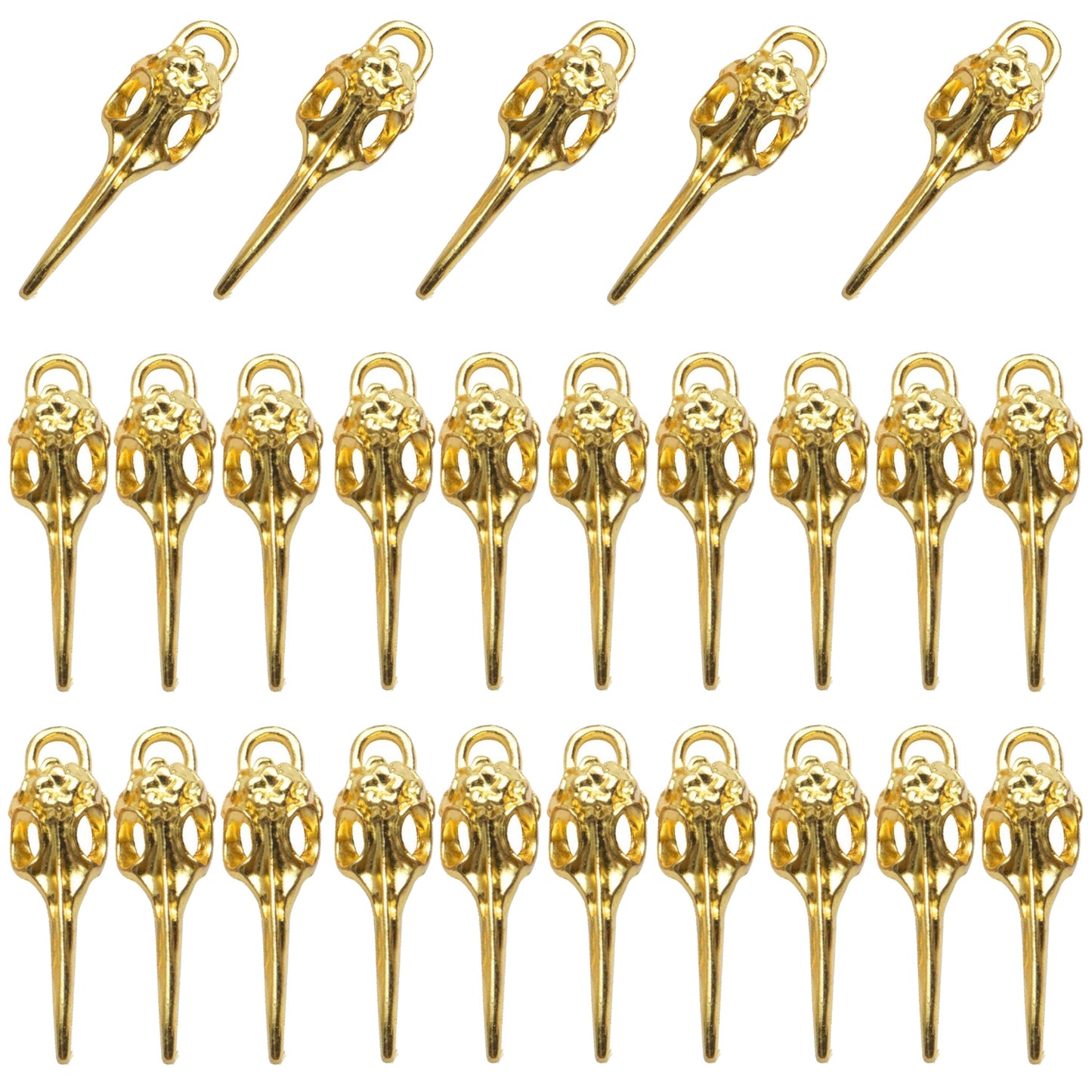 Bird Head Skull Charms, 25pcs Tibetan Style Bird Skull Head Charms Alloy Bird Head Skeleton Pendants for Necklace Bracelet Jewellery Findings Crafting, 5 Colors