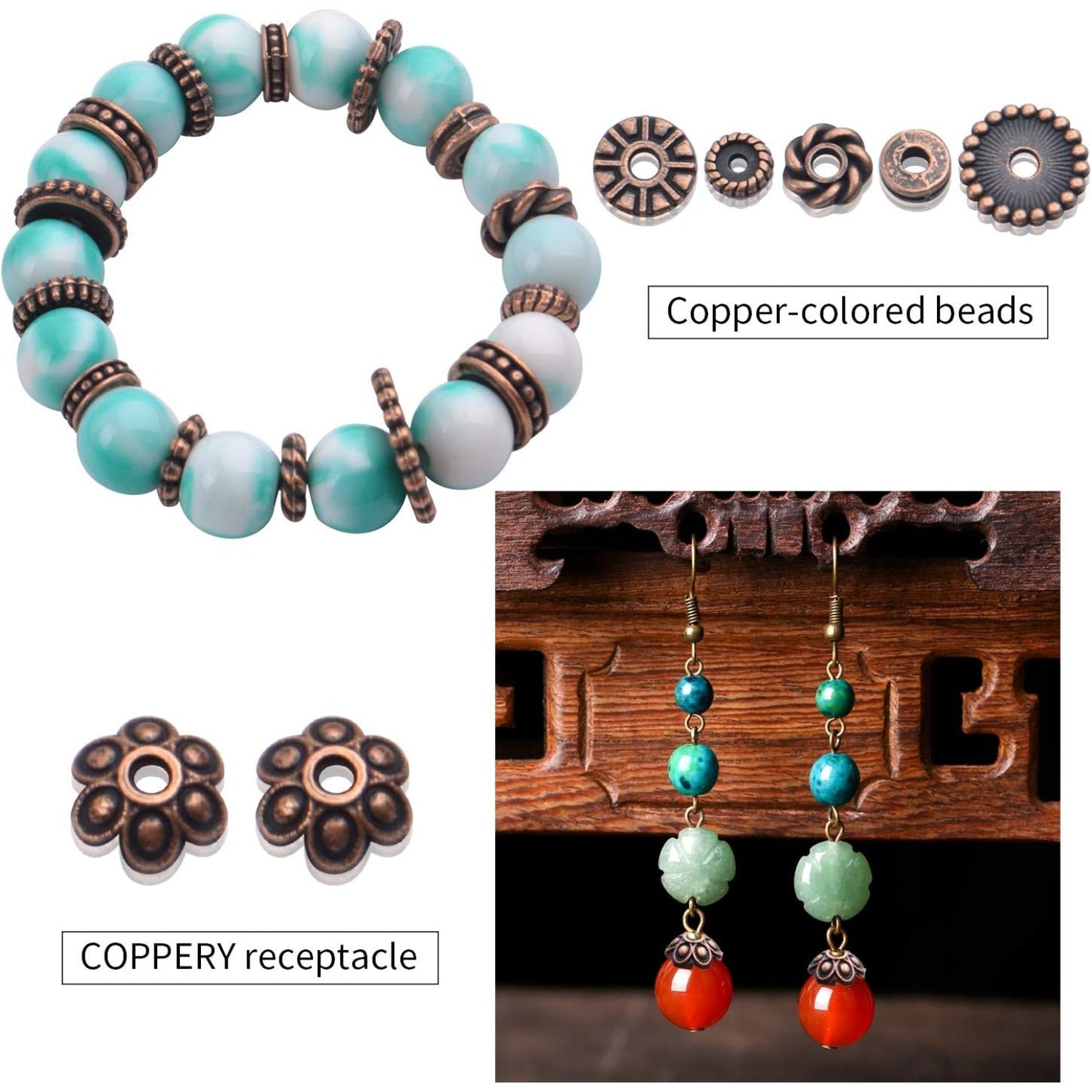 100g Mixed Metal Flower Caps Ends Tibetan Silver Spacer Loose Beads for Jewelry Making