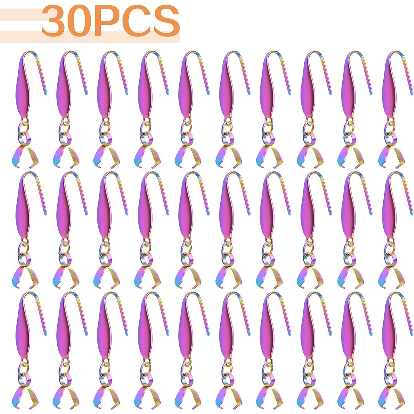 30pcs Stainless Steel Earring Hooks Rainbow Color Pendant Clasp Earring Hooks Ear Wire Buckle Dangle Earrings for DIY Jewelry Making Birthday Wedding Anniversary Favor Gifts