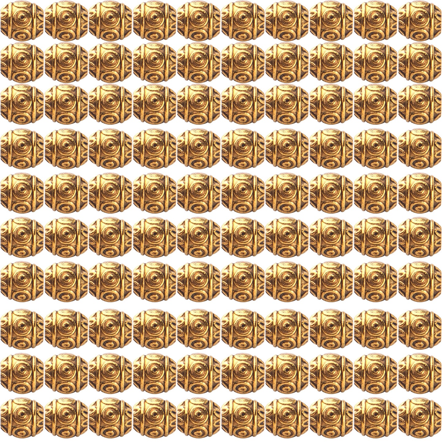 100pcs Barrel Spacer Beads Alloy Tibetan Beads Spacers Flower Spacer Bead Loose Beads Spacer Charm Beads for Jewelry DIY Bracelet Making and Crafting Accessory