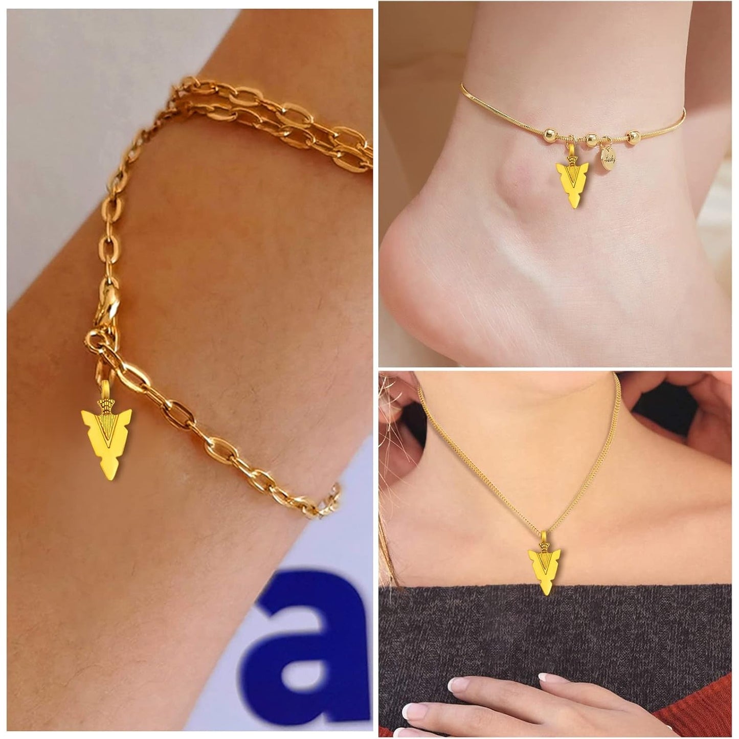 50 Pieces Tibetan Alloy Arrowhead Charms Vintage Chic Arrow Dangle Pendants Charms Craft Supplies for DIY Bracelet Necklace Jewelry Making Findings, Antique Golden