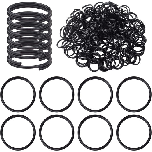 200pcs 10 mm Split Rings Alloy Double Loop Jump Rings Keychain Ring Connectors for DIY Arts Crafts Organization Home Car Office Keys Attachment, Black