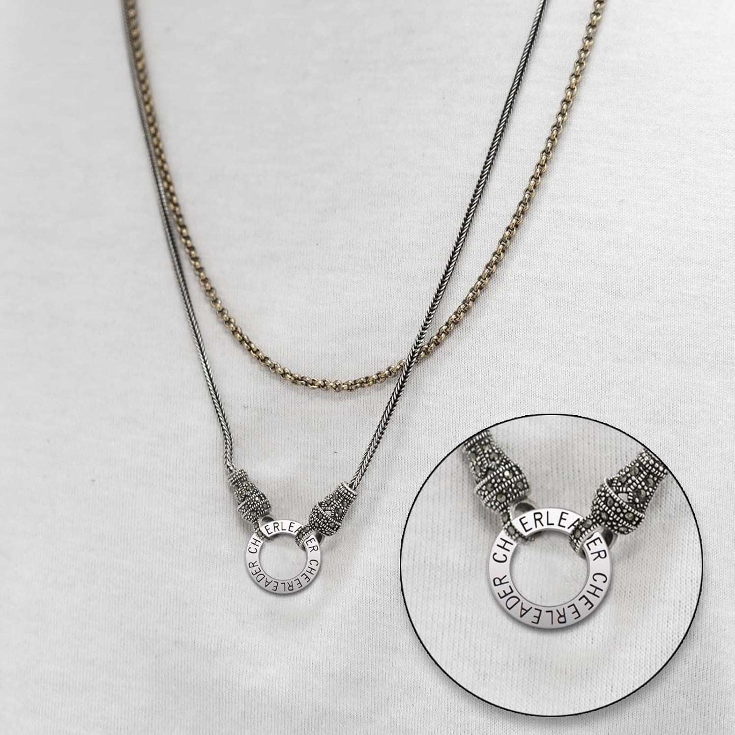 20pcs Antique Silver Cheerleader Charms Round Circle Cheer Charm Cheerleading Message Pendant Charms Jewelry Making Accessories for DIY Crafts Bracelet Birthday Gifts