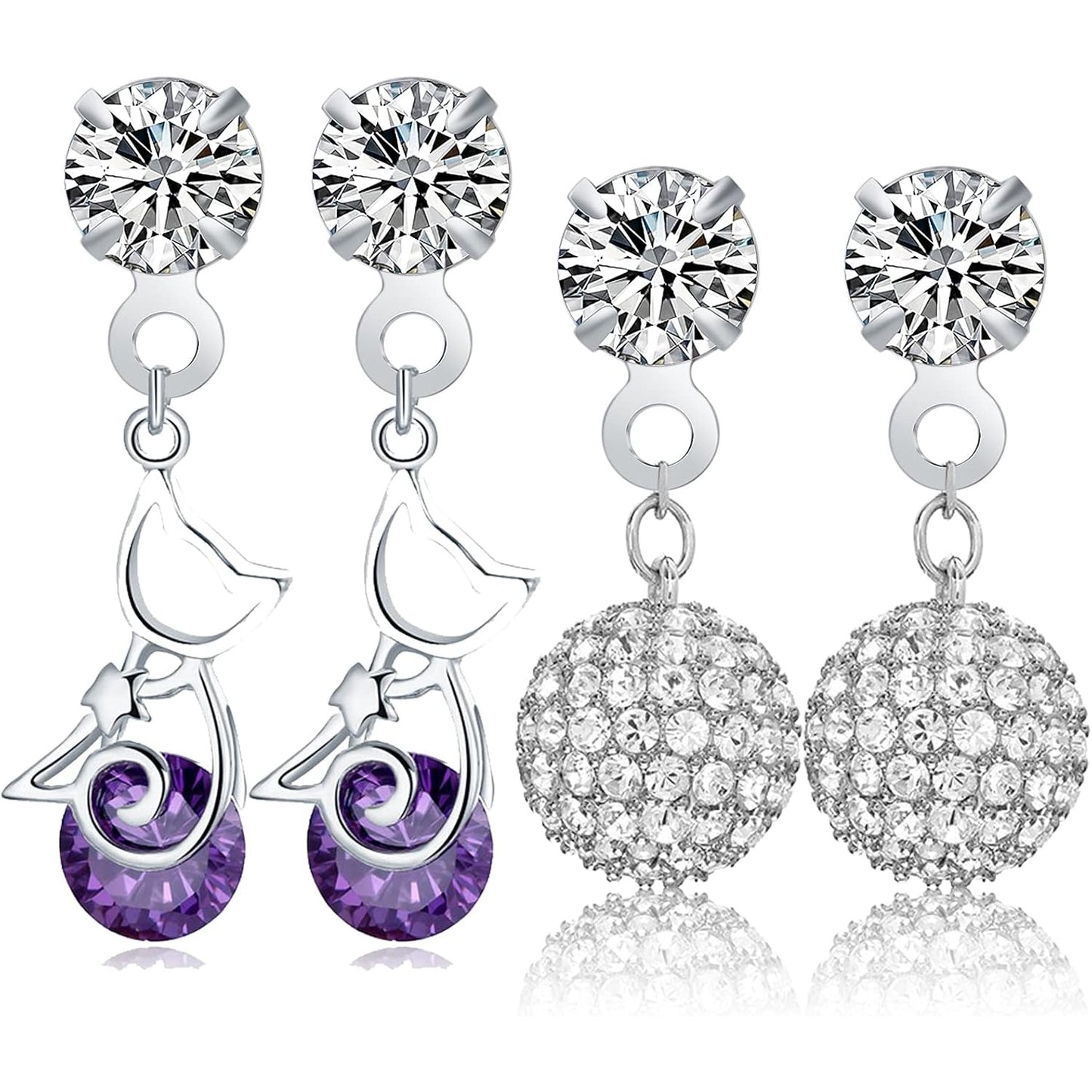 30pcs Stainless Steel Earring Posts Rhinestone Earring Studs Hypoallergenic Cubic Zirconia Ear Studs and 30pcs Butterfly Earring Backs for DIY Jewelry Making Birthday Party Favor Gifts