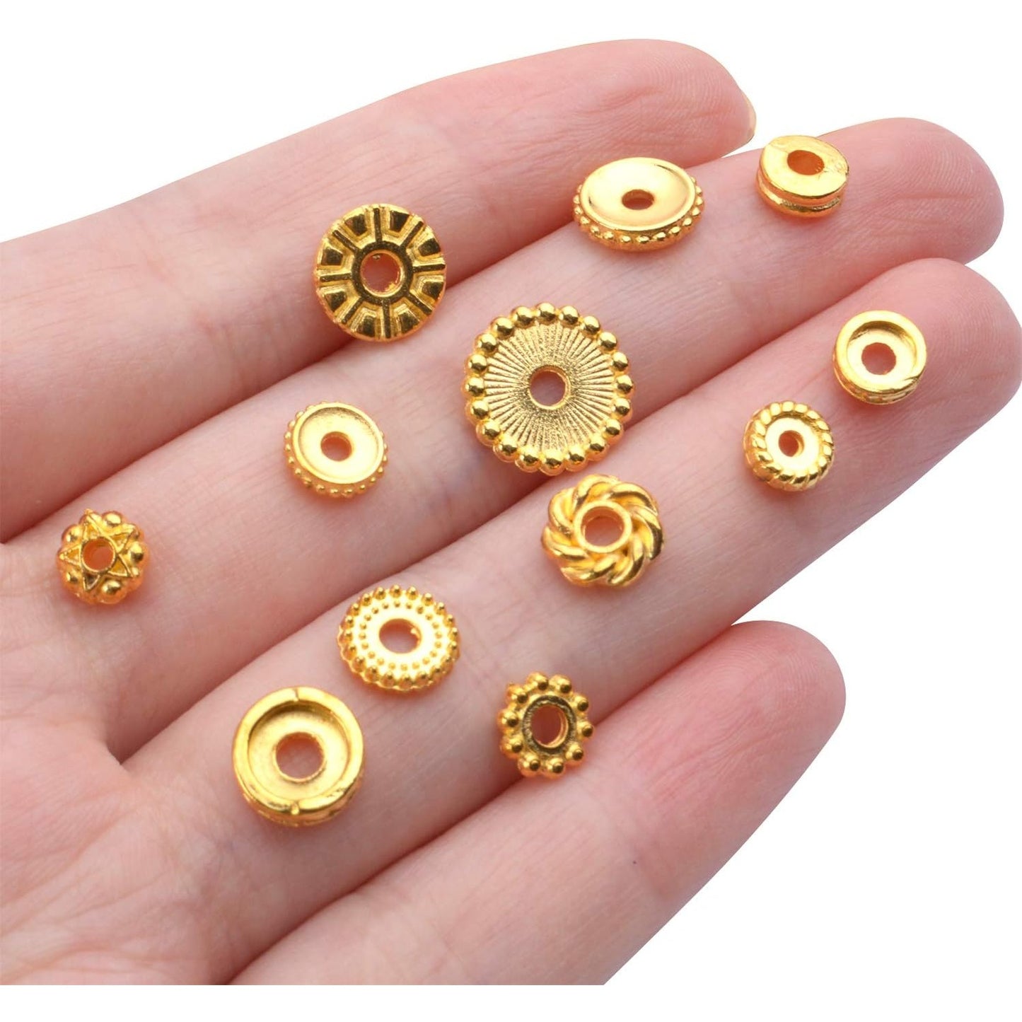 100 Gram(About 170-300pcs) Spacer Beads Jewelry Bead Charm Spacers Alloy Spacer Beads for Jewelry Making DIY Bracelets Necklace and Crafting,Gold