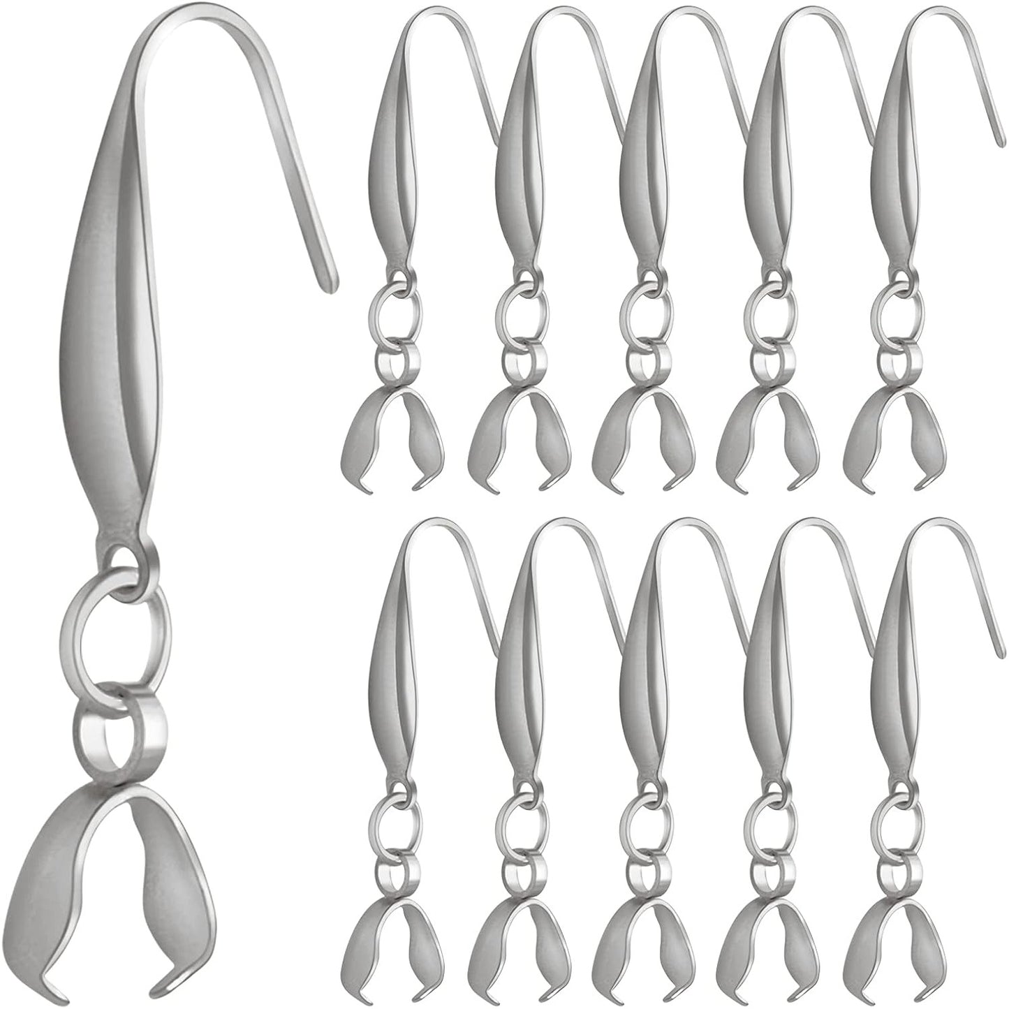 Stainless Steel Earring Hooks, 30pcs Hypoallergenic Pendant Clasp Earring Hooks Ear Wire Buckle Dangle Earrings for Women Jewelry Making Supplies, 34 mm x 13 mm