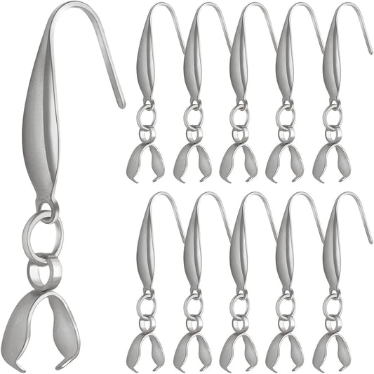 Stainless Steel Earring Hooks, 30pcs Hypoallergenic Pendant Clasp Earring Hooks Ear Wire Buckle Dangle Earrings for Women Jewelry Making Supplies, 34 mm x 13 mm