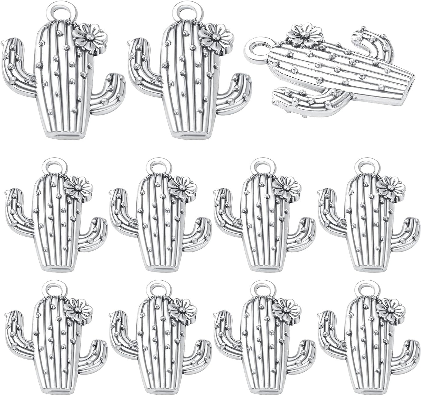 40pcs Cactus Flower Charm Alloy Plant Charms Cactus Charm Pendants Craft Supplies for DIY Earring Necklace Bracelet Jewelry Making Accessory,4 Colors