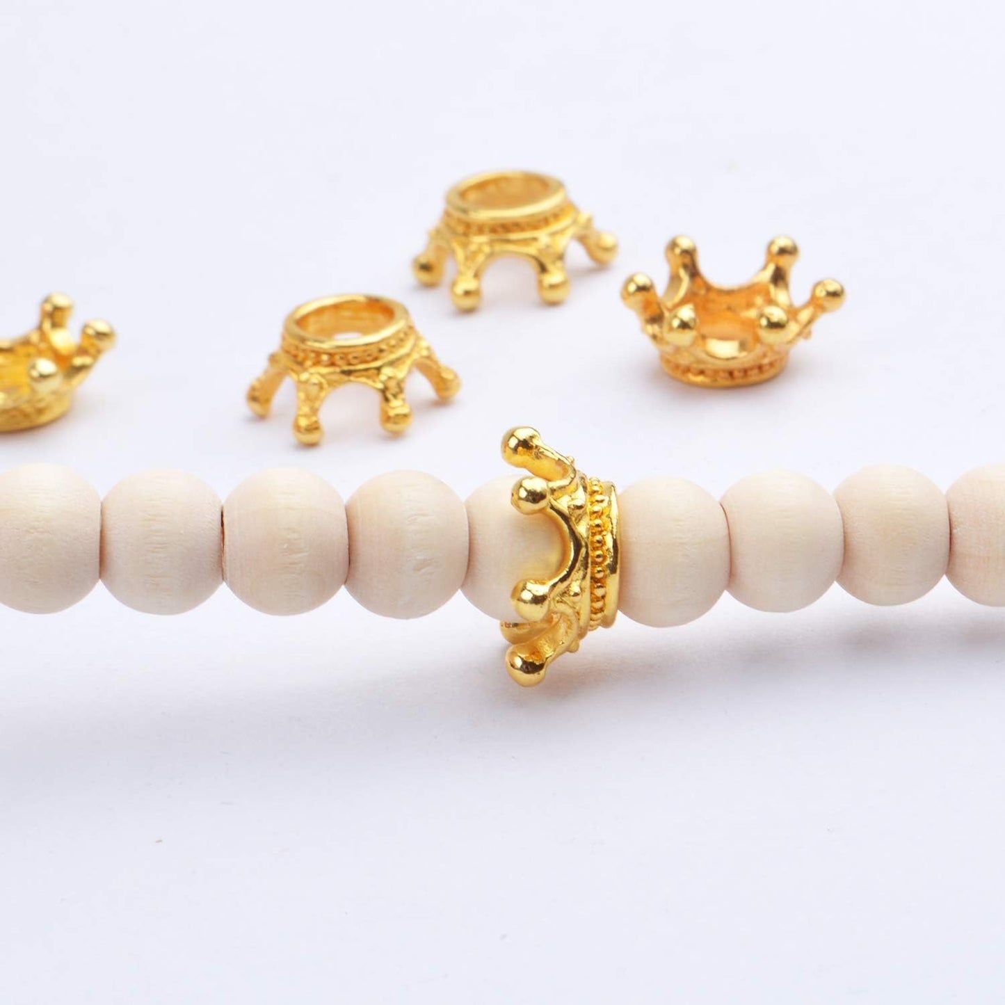 50pcs Crown Shape Charms Loose Beads Pendants Alloy Spacer Beads Big Hole Bracelet Connector Charm for Crafts DIY Jewelry Making