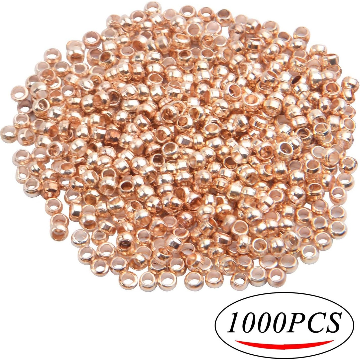 1000pcs Crimp Beads Positioning Beads Mini Spacer Beads for Jewelry Bracelet Making,Rose Gold