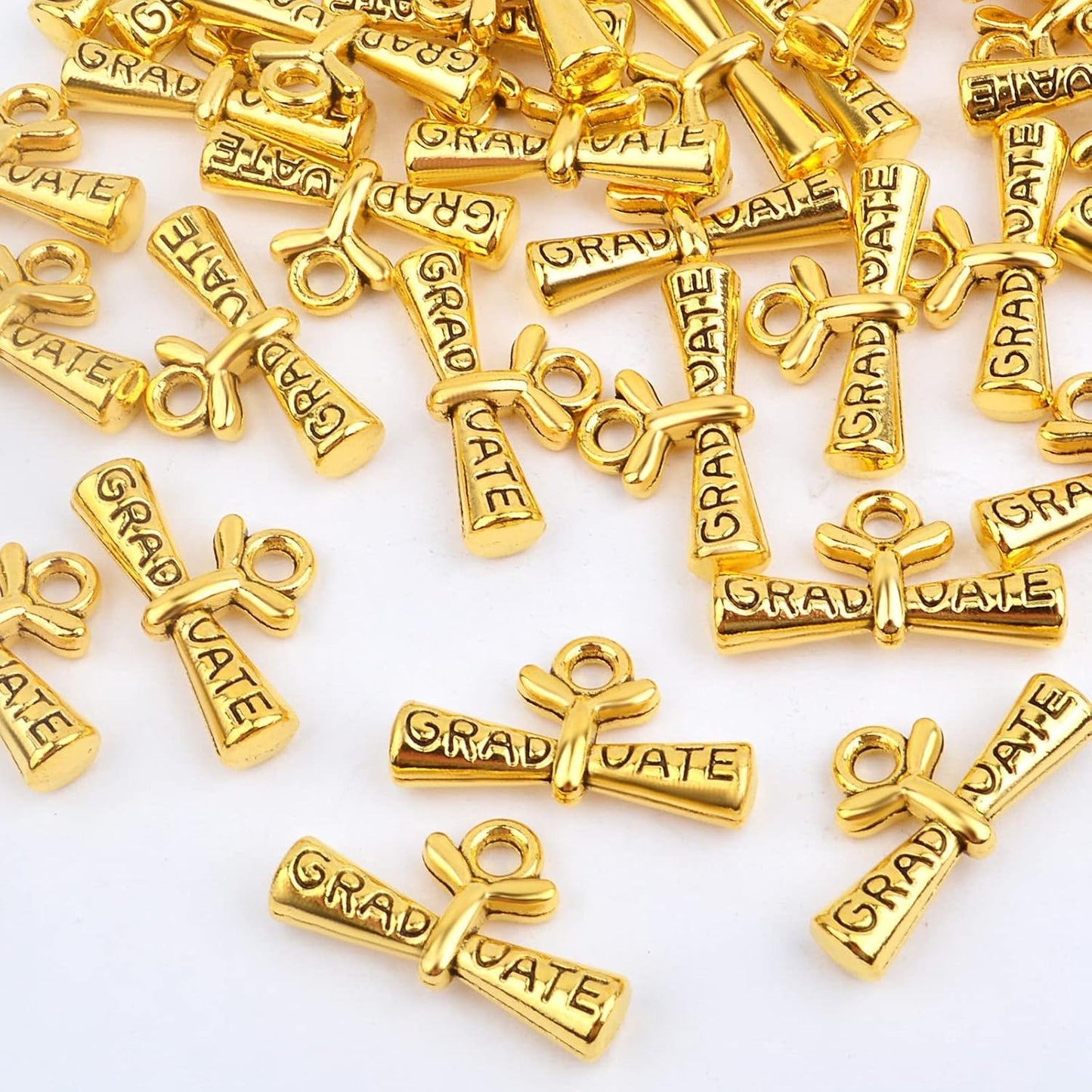 50pcs Silver Graduation Charms Pendants Graduate Hanging Charm with Diploma for Bracelets Keychain Necklace