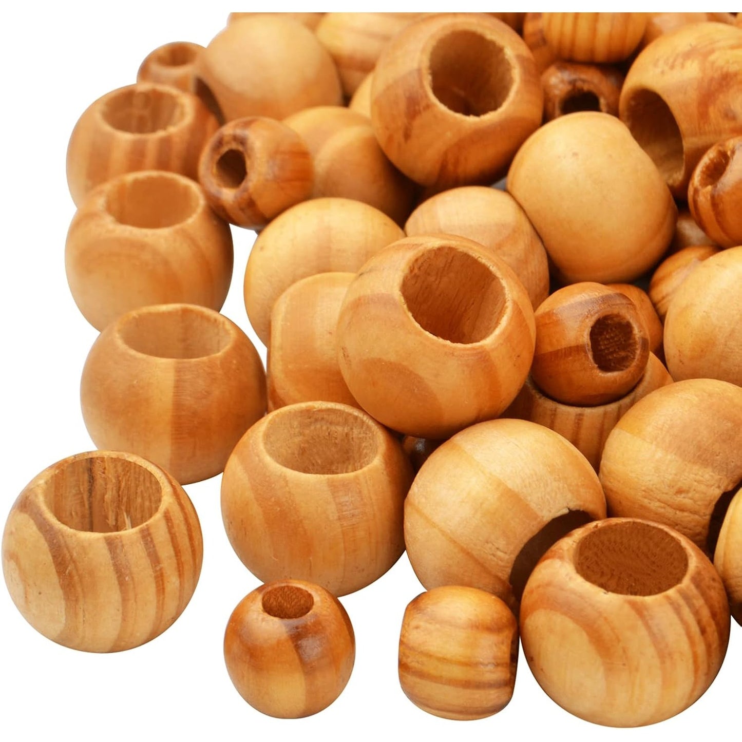 150pcs Brown Round Wood Beads Large Hole Natural Wooden Beads Wood Loose Spacer Beads for DIY Jewelry Handmade Decorations