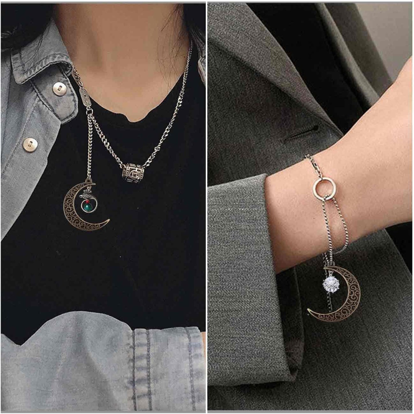 40pcs Hollow Moon Charms Crescent Moon Pendants Celestial Charms Crafts Supplies for DIY Bracelet Necklace Jewelry Making Accessory