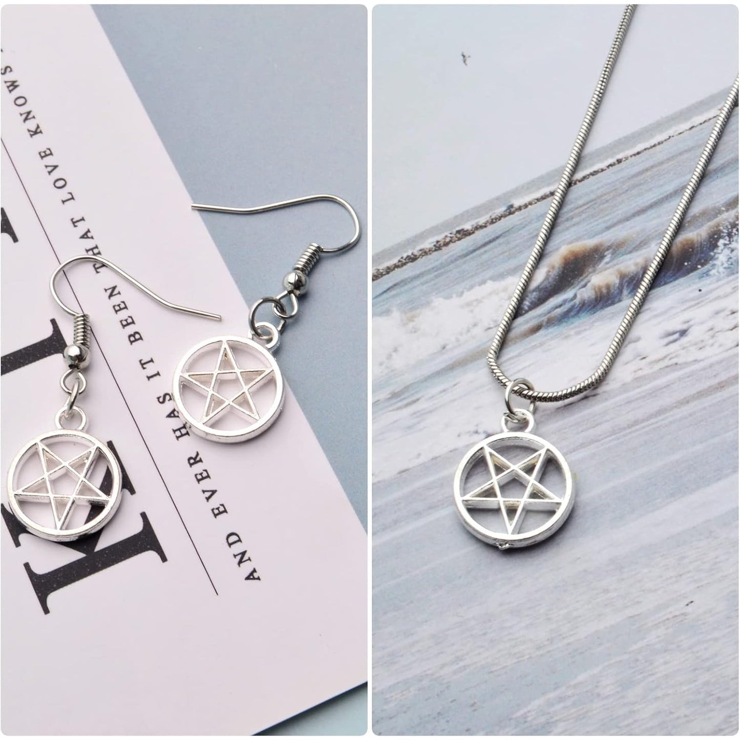 50pcs Silver Pentacle Star Charms Alloy Star Pentagram Pendants Protection Lucky Pentacle Charms Jewelry Making Accessory for DIY Crafts Necklaces Bracelets Earrings